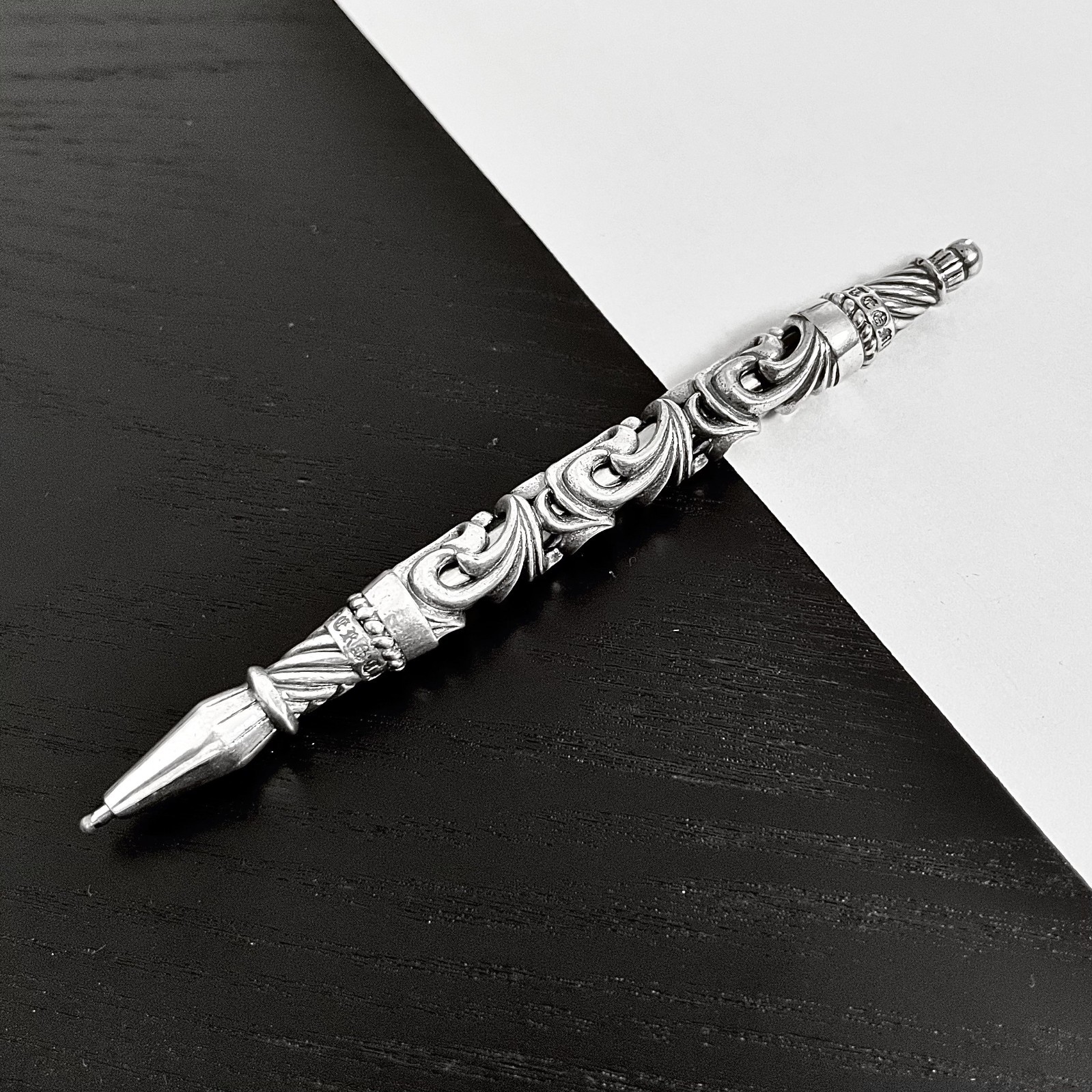 Chrome Hearts Style Ballpoint Pen Vintage Silver Cross Collectible
