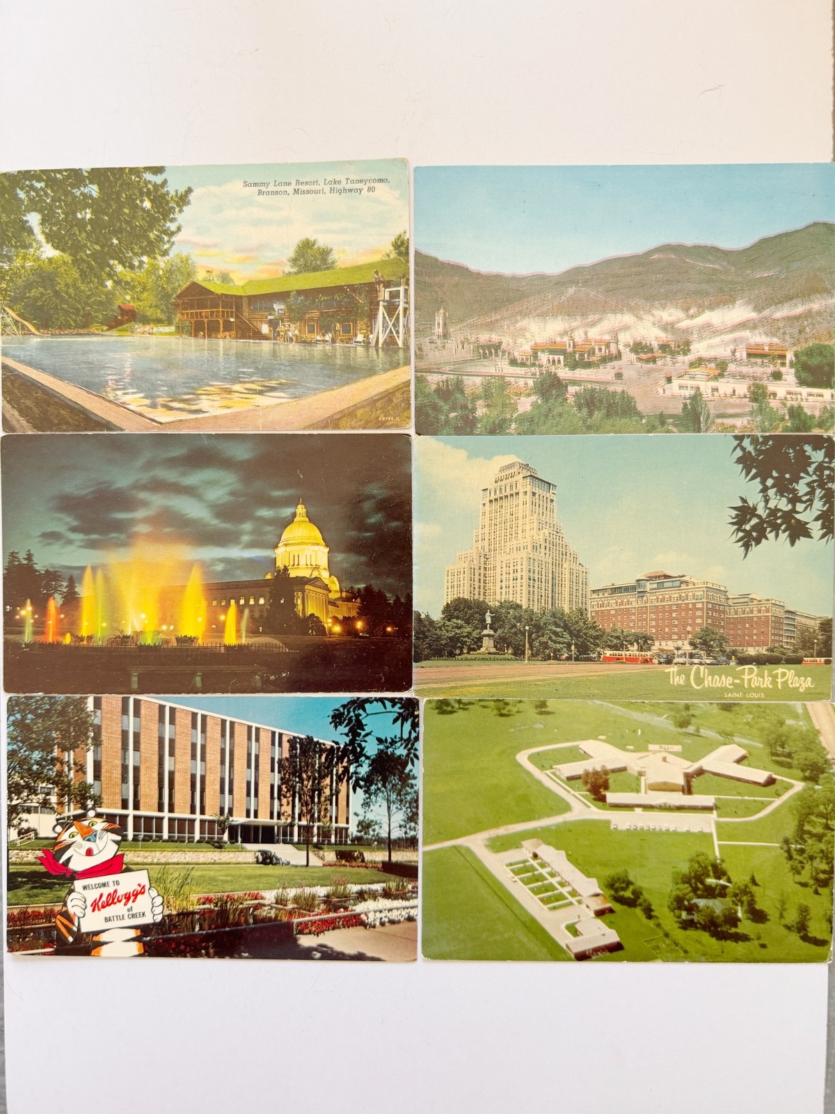 Lot of 6 Vintage Postcards Posted 1950s-60s Death Valley Chase Park Plaza Kellog