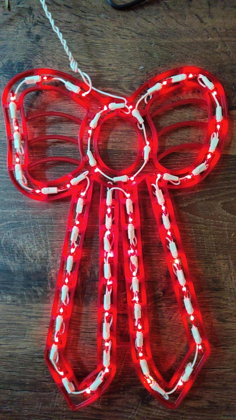 4VTG Christmas Illuminated RED BOW Plastic Window Display 18\ 4VTG Christmas Illuminated RED BOW Plastic Window Display 18\
