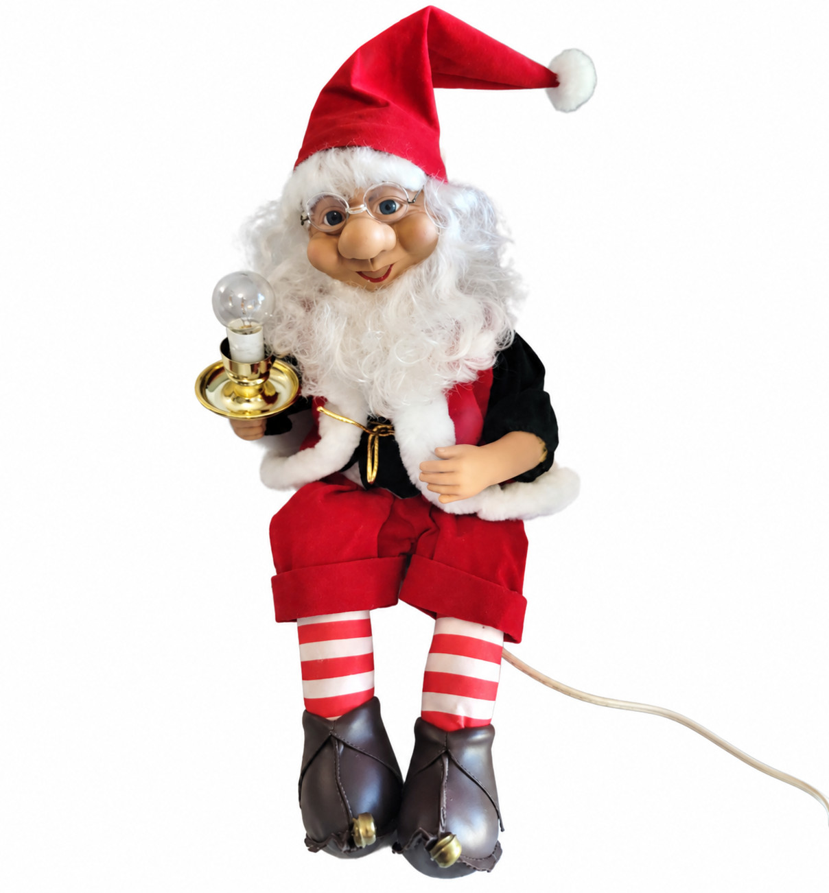 Vintage Telco Motionettes Christmas Animated Santa Elf Candle 1990 24\