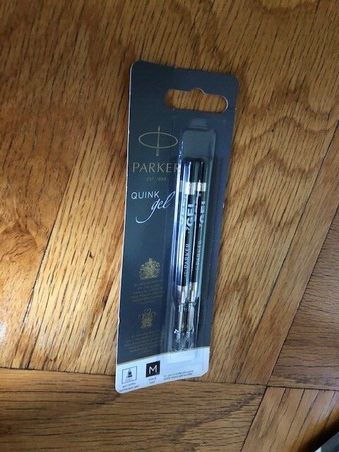 NEW   2 Parker Quink Gel Refills, Black Ink, Medium point SEALED