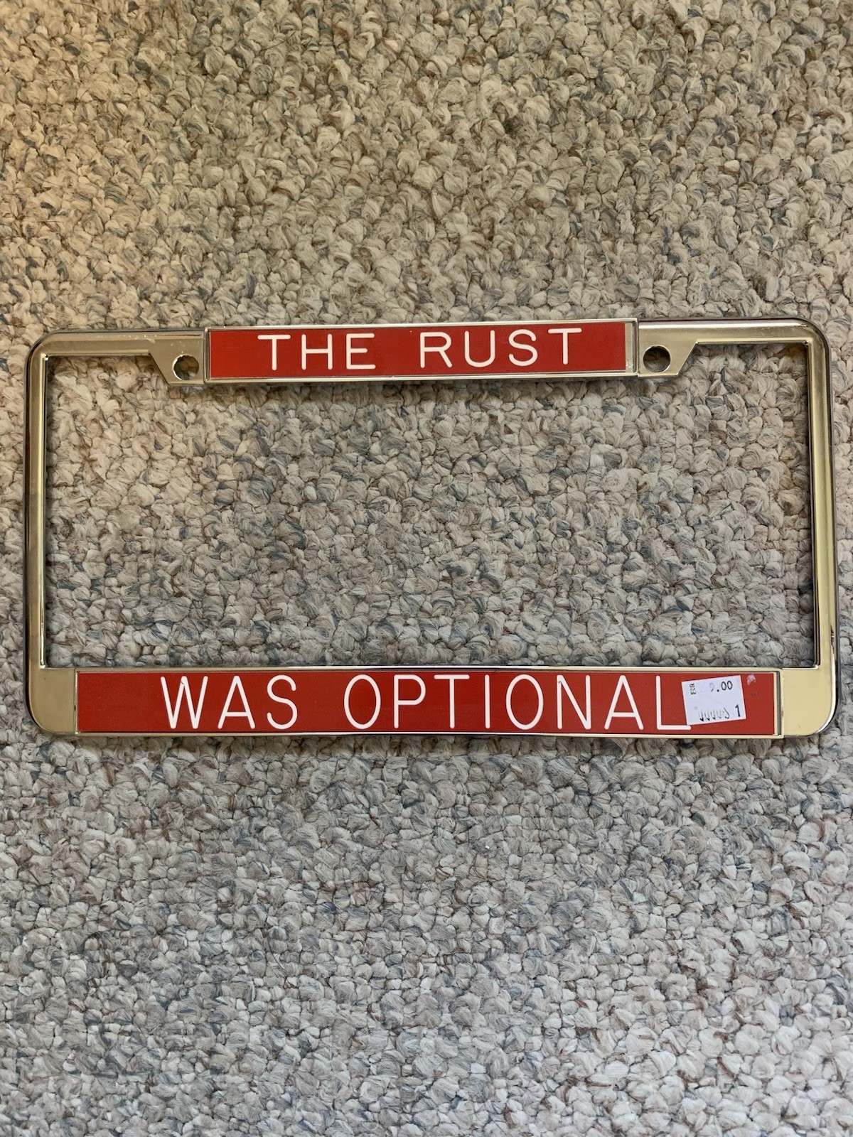 Vintage Metal Chrome Enamel License Plate Frame The Rust Was Optional Nos