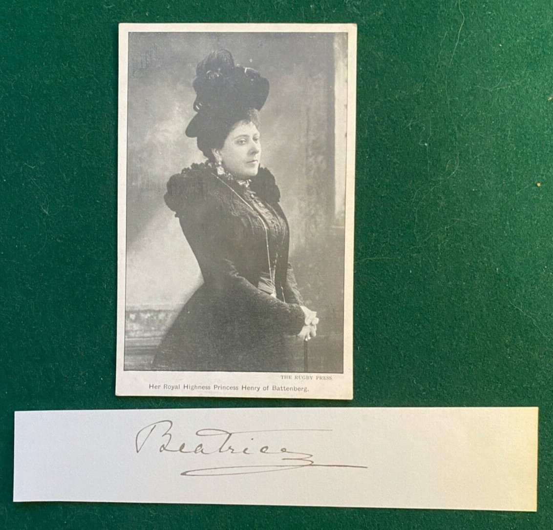 Antique British Royal Autograph Signature Postcard Princess Beatrice Battenberg