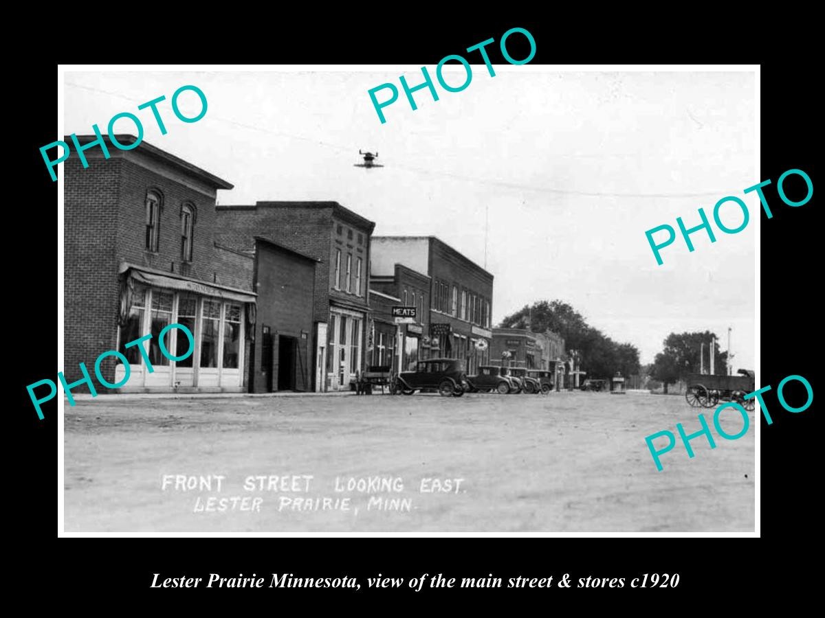 Lester Prairie Minnesota The Main St & Stores c1920 Old Large Historic Photo