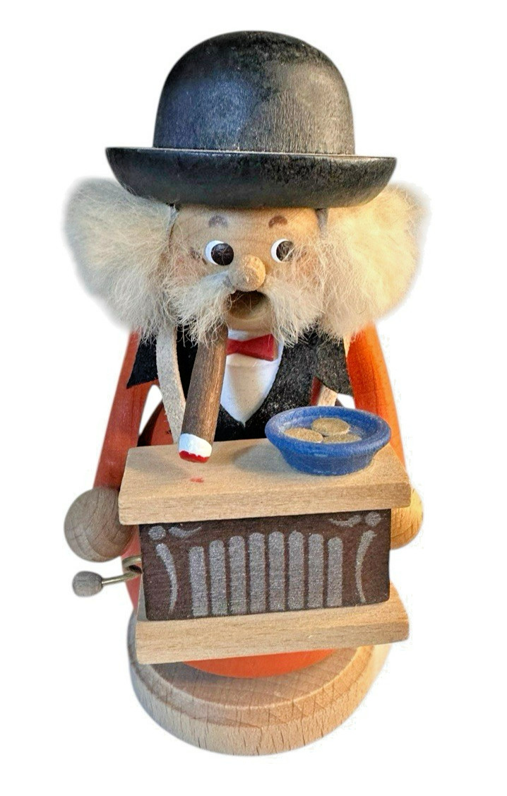 Straco Erzgebirge Small Organ Grinder Man Smoker Incense Burner Made in Germany