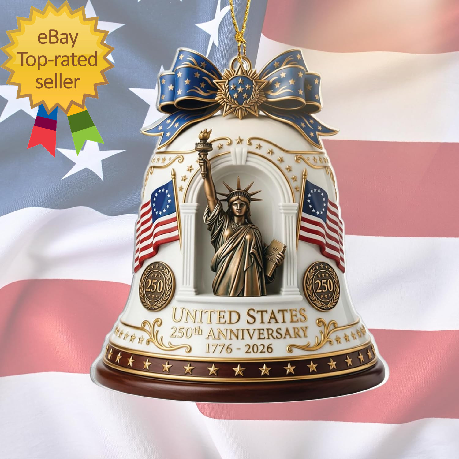 Patriotic Decorations 250 Anniversary USA Ornament - Statue of Liberty Bell, 4Th