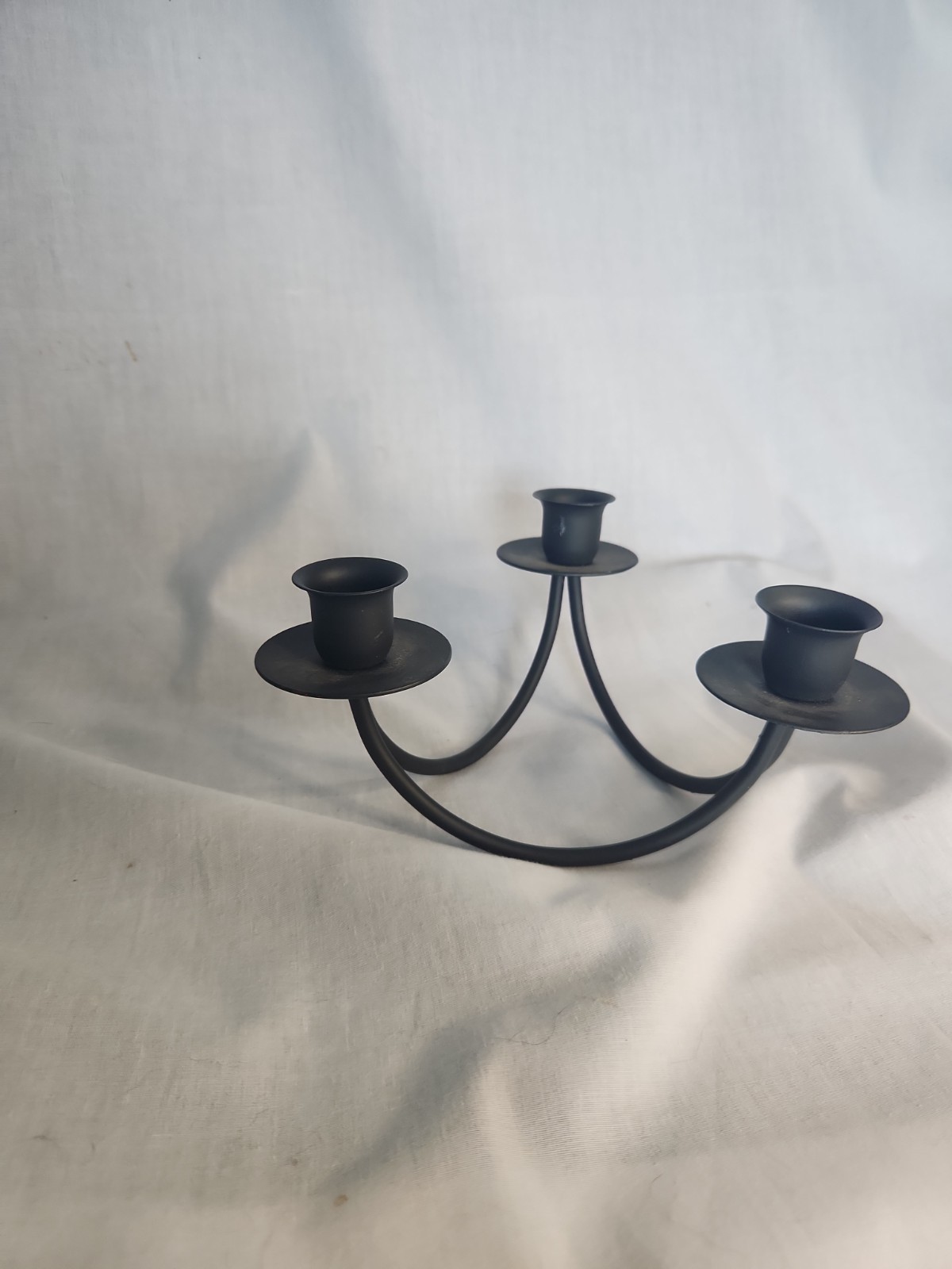 Nordic Modern Style 3 Candle Candlestick Holder Black Wrought Iron Triangular 