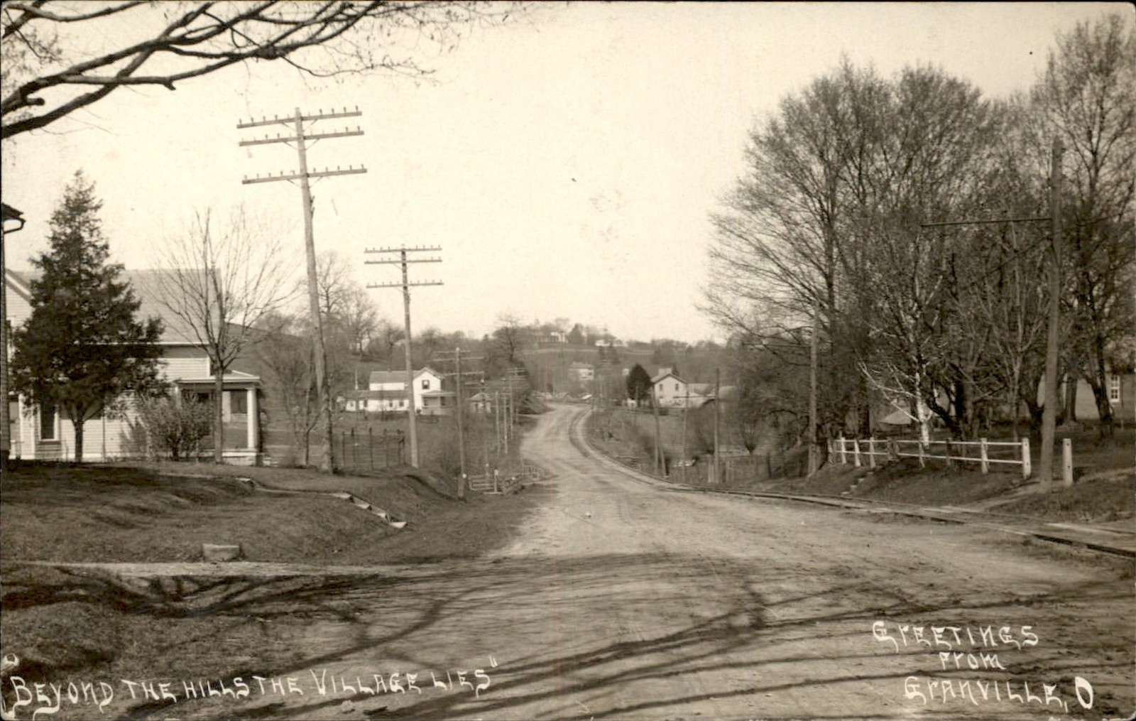 Granville Ohio OH Village Street c1909 Real Photo Vintage Postcard bhn