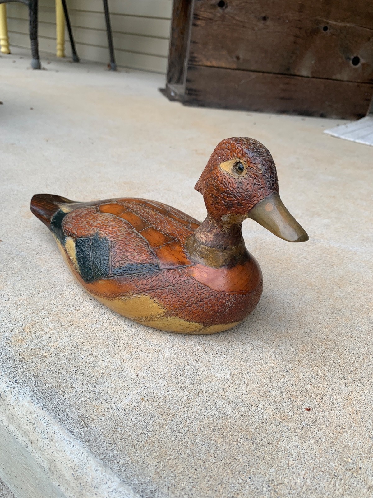 Vintage 1985 Wooden Handcarved Duck Decoy Figurine  11.75” *condition issues*