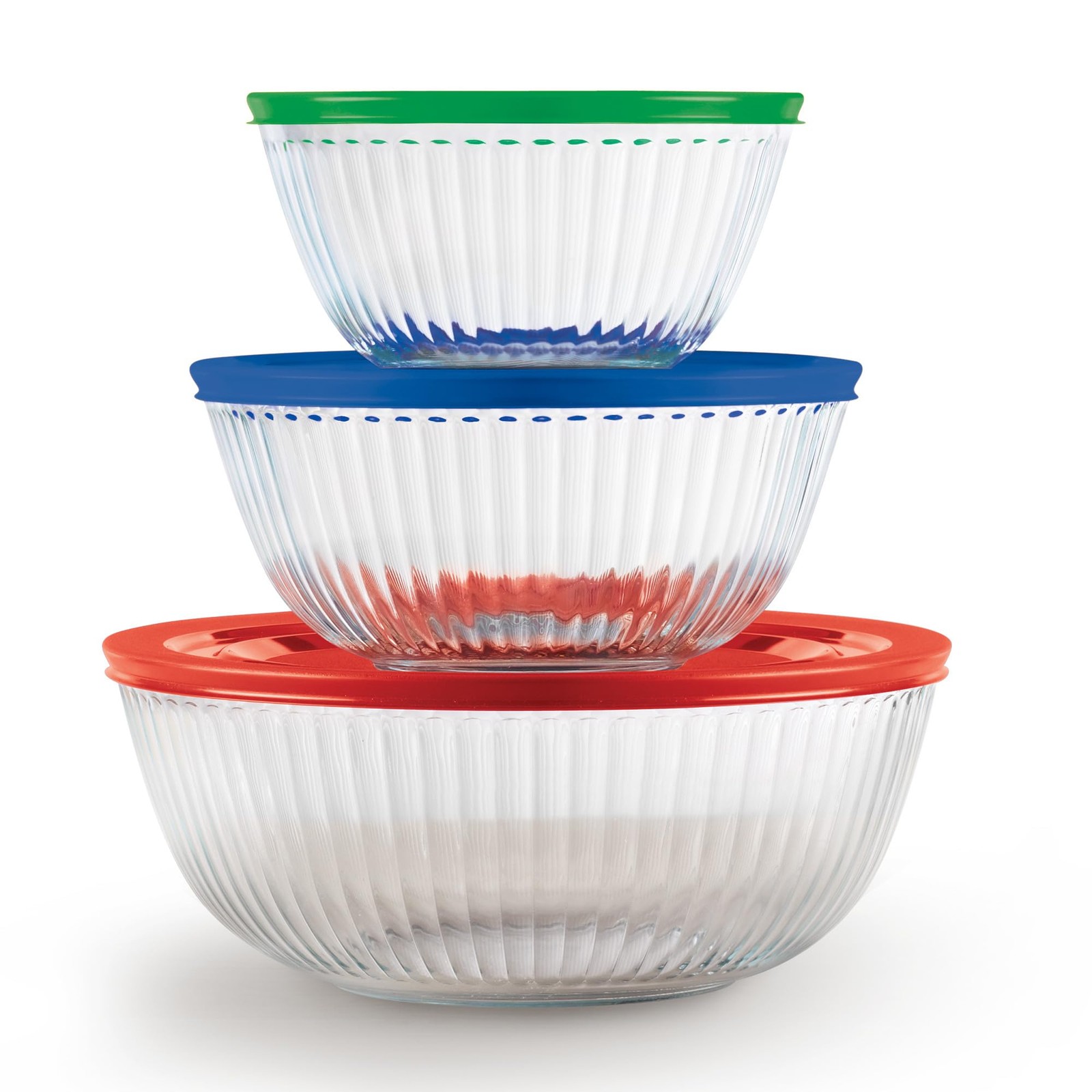 Pyrex Sculpted (3-Pack) Glass Mixing Bowls Set With 6-PC Sculpted, Pyrex Sculpted (3-Pack) Glass Mixing Bowls Set With 6-PC Sculpted,