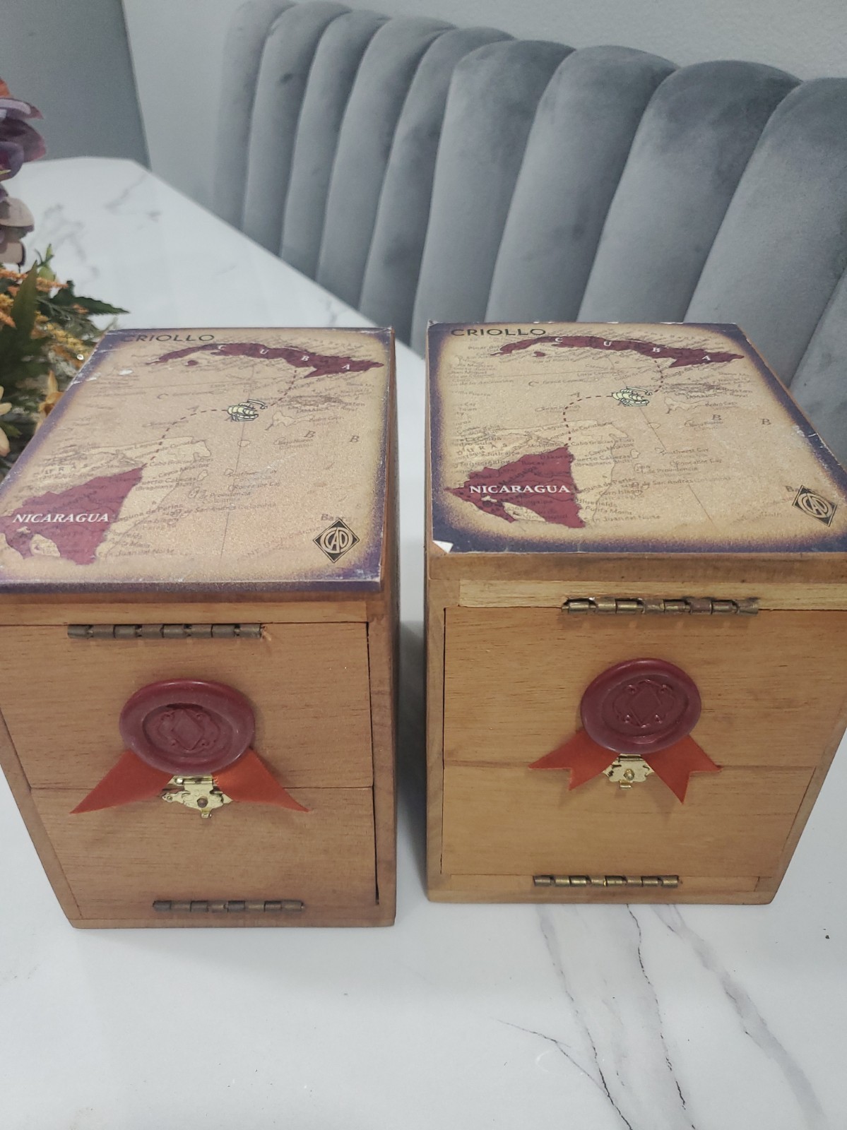Vintage Cao Criollo Wooden Cigar Box Lot Of 2
