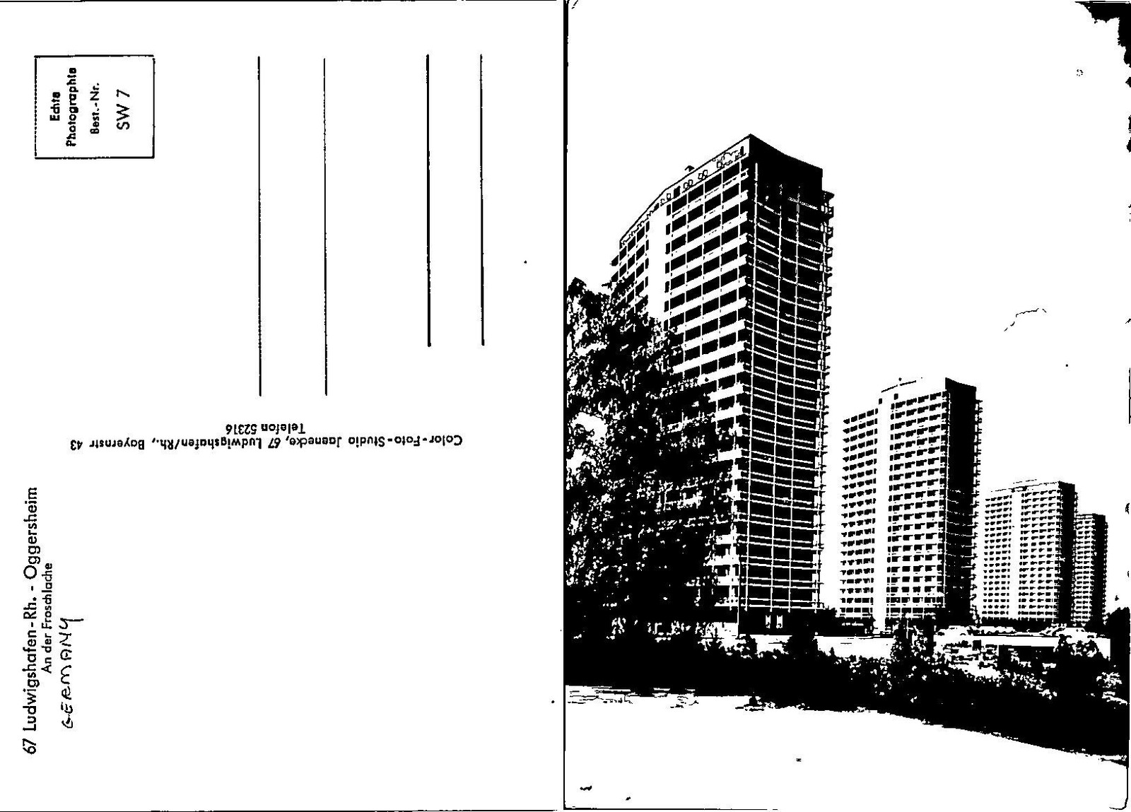Vintage Postcard Ludwigshafen Oggersheim Highrise Buildings Echta Photographie