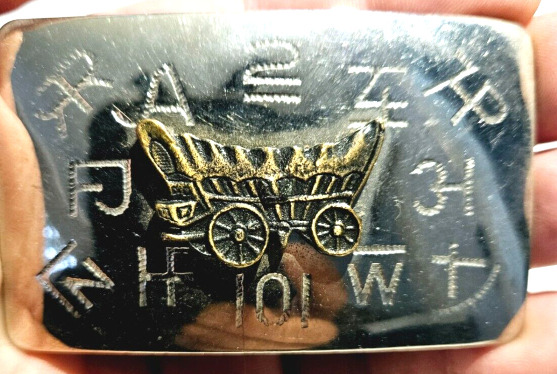CHAMBERS BELT CO Pioneer wagon and characters Belt Buckle CHAMBERS BELT CO Pioneer wagon and characters Belt Buckle
