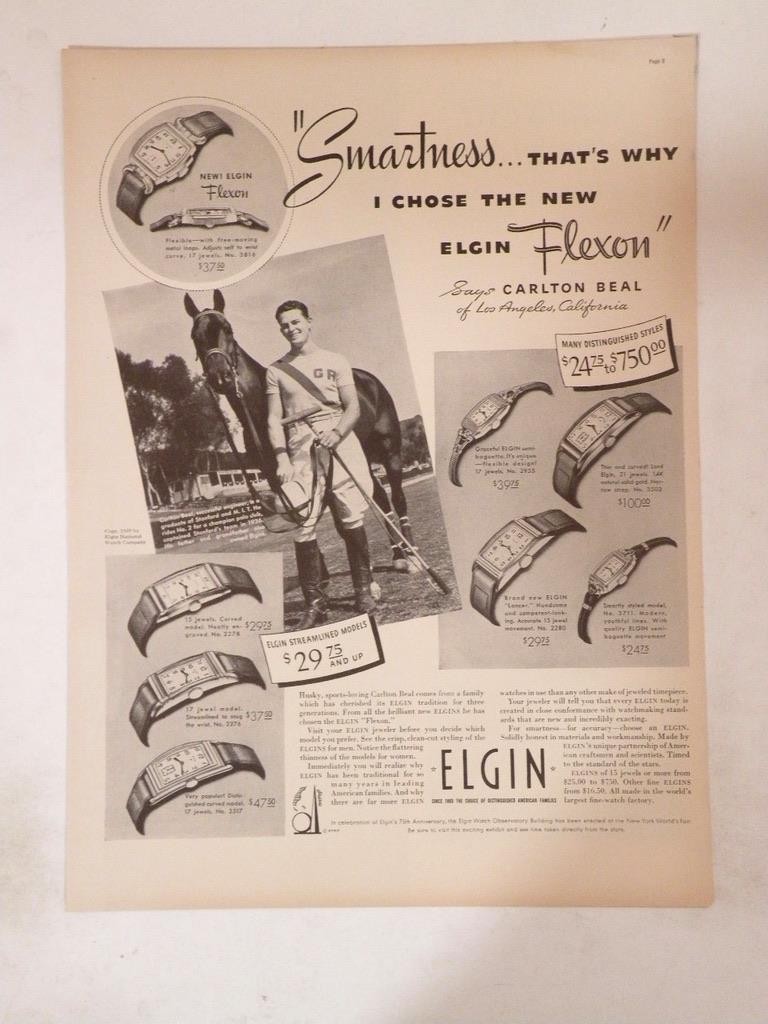 Magazine Ad* - 1939 - Elgin Watches - 8 models shown