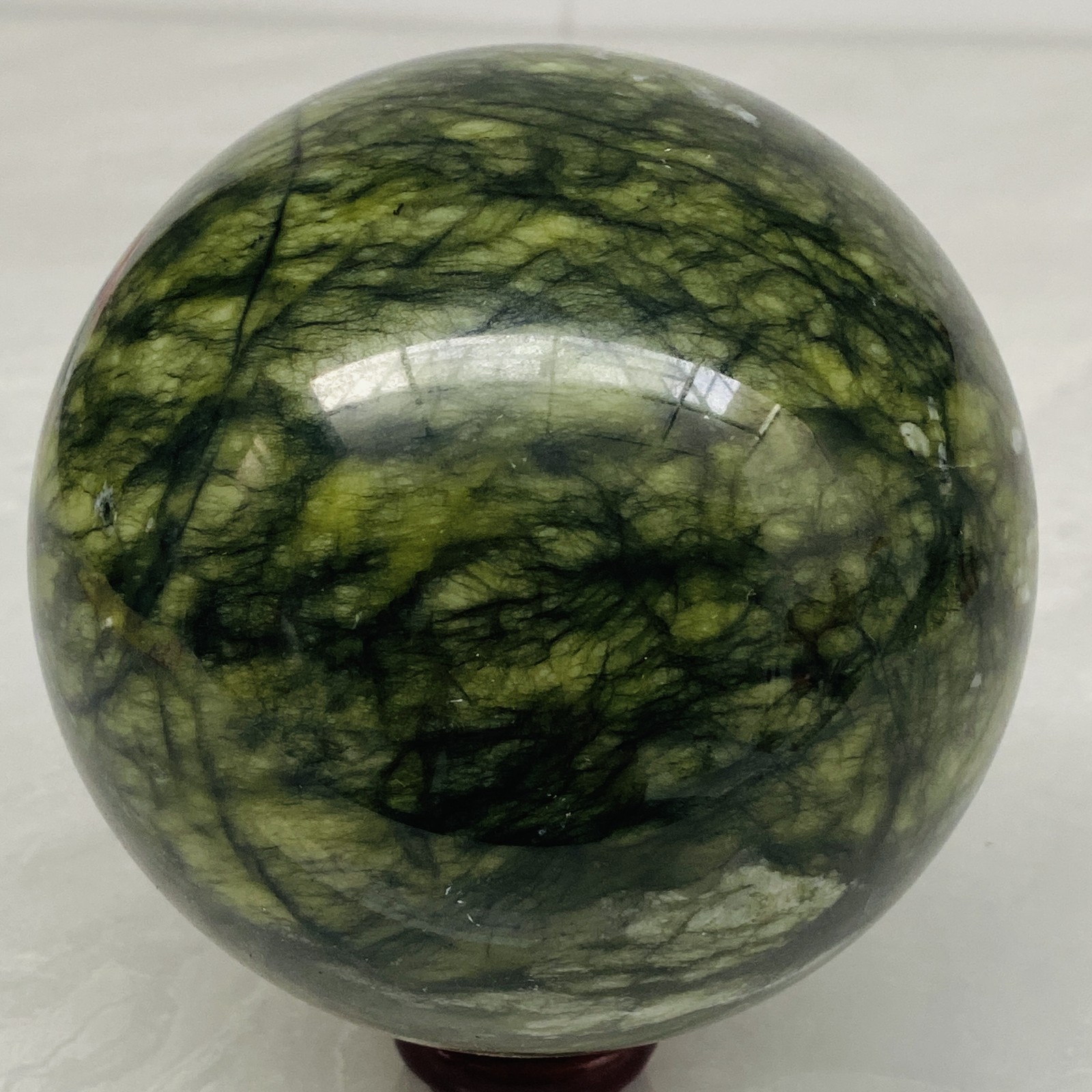 Natural Southern Jade Sphere Green Serpentine Crystal Ball Healing 2120g 4.67LB