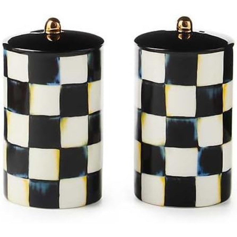 Farmhouse Salt and Pepper Shaker Ceramic Salt and Pepper Holders Black-and-White