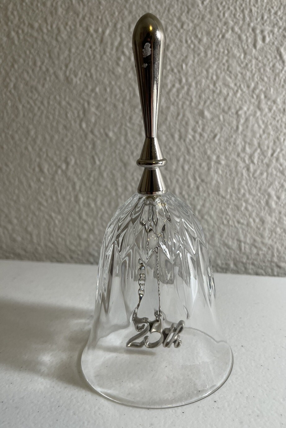 25th Anniversary Crystal Bell Silver Handle