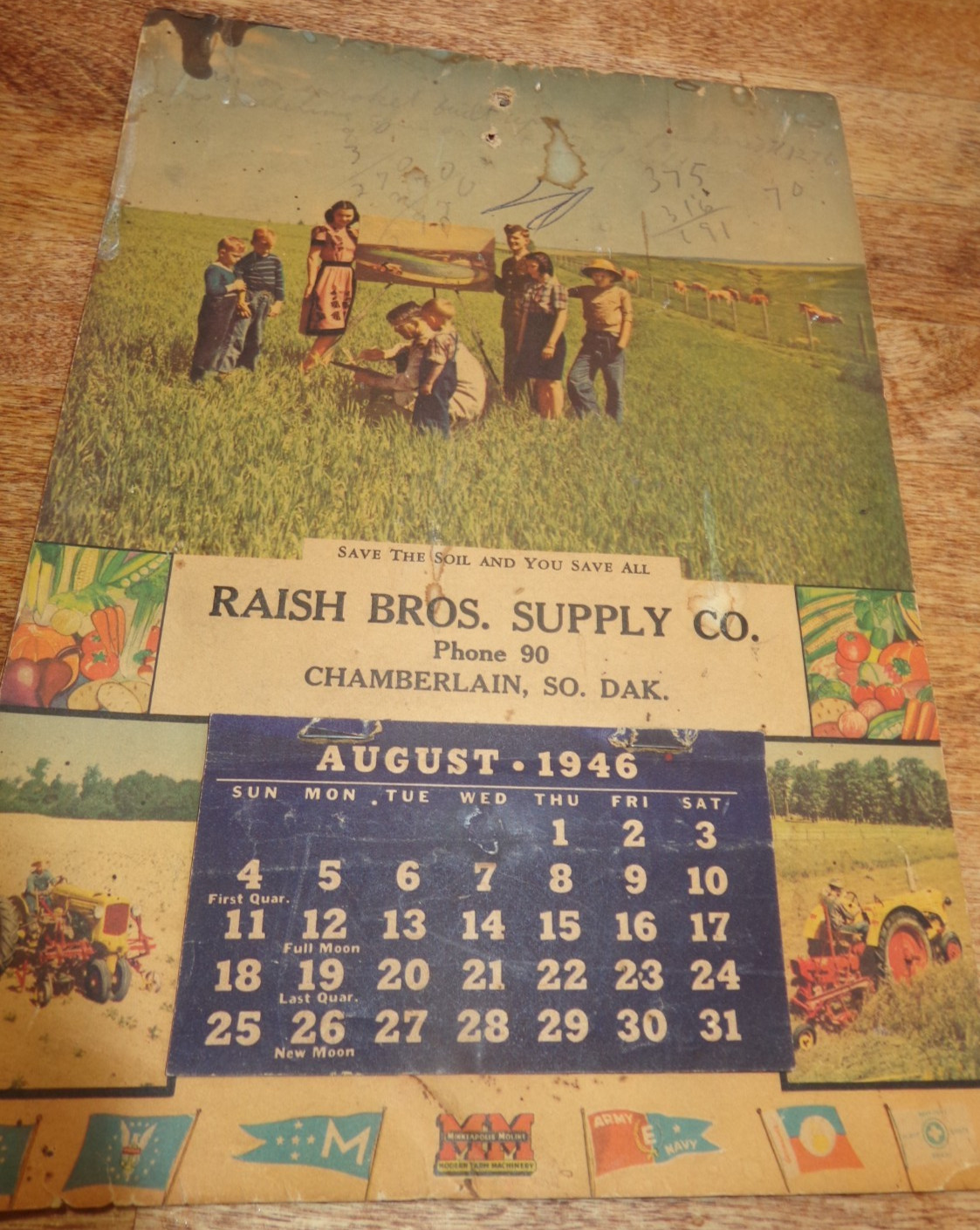 Vintage 1946 Minneapolis Moline MM Farm Machinery Advertising Calendar SD