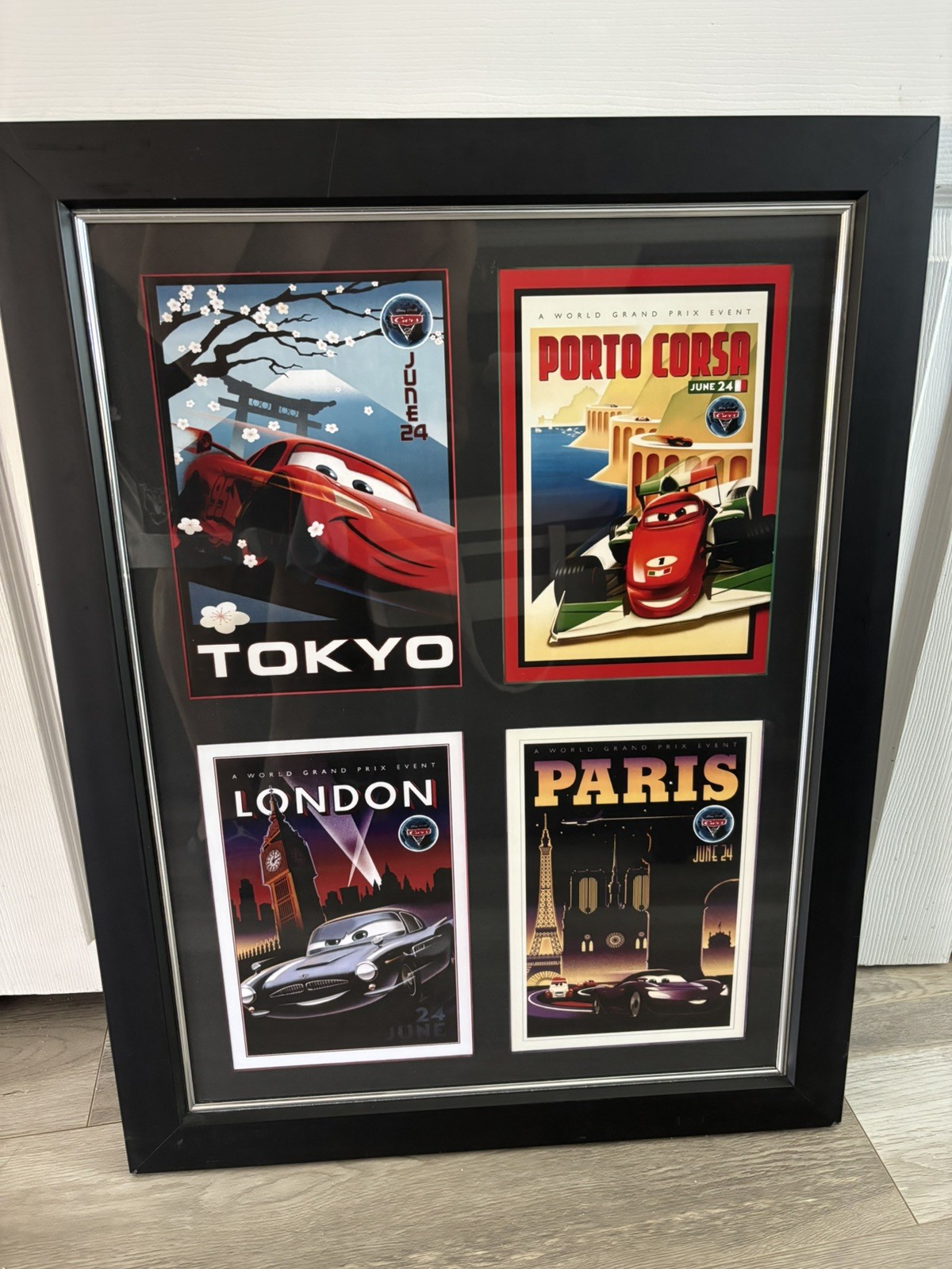 Framed Disney Pixar Cars 2 Lithograph Set 2011 World Grand Prix 
