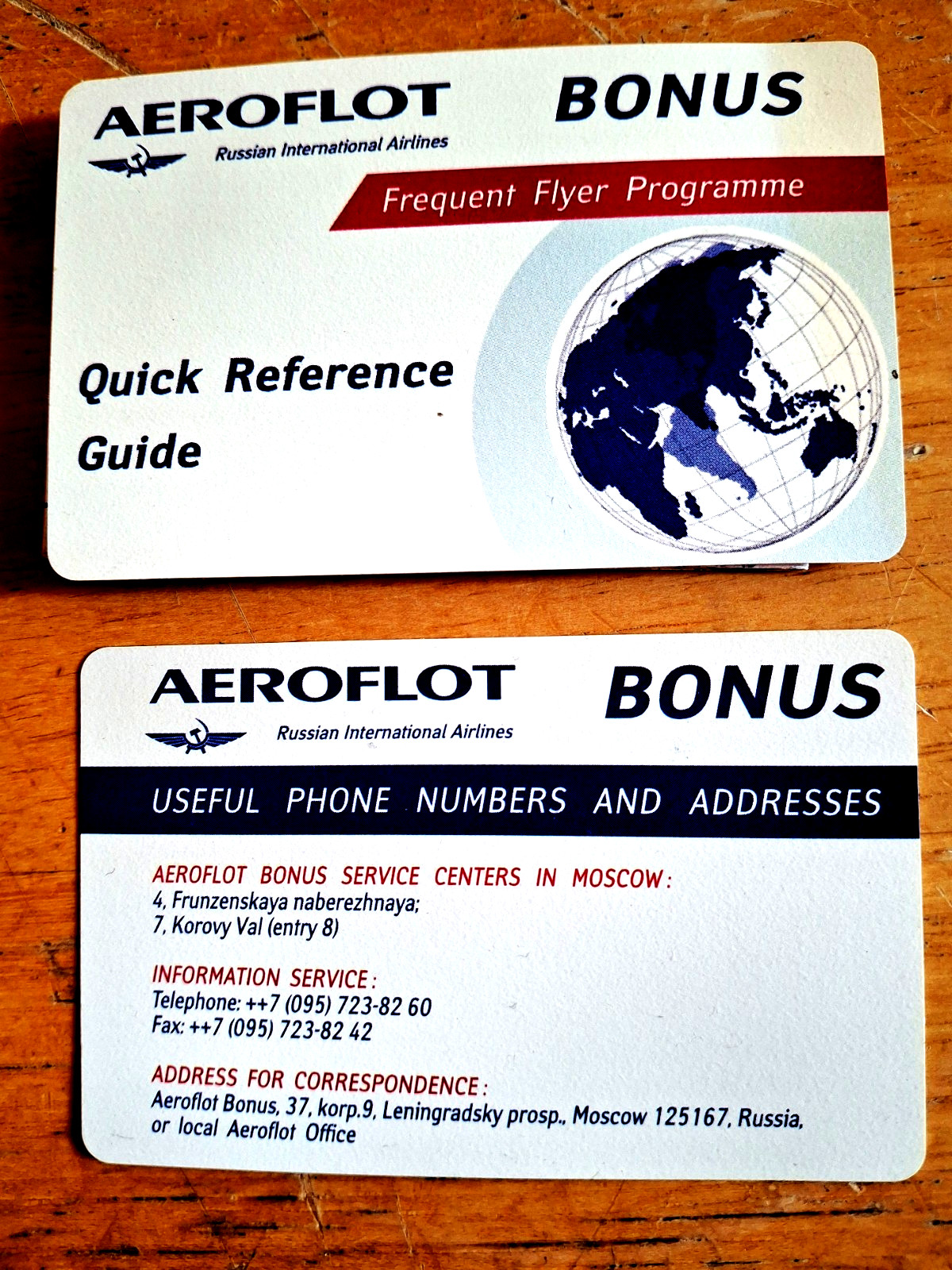 AEROFLOT Frequent Flyer Moscow Q/R Timetable & Bonus Card Soviet No date AEROFLOT Frequent Flyer Moscow Q/R Timetable & Bonus Card Soviet No date