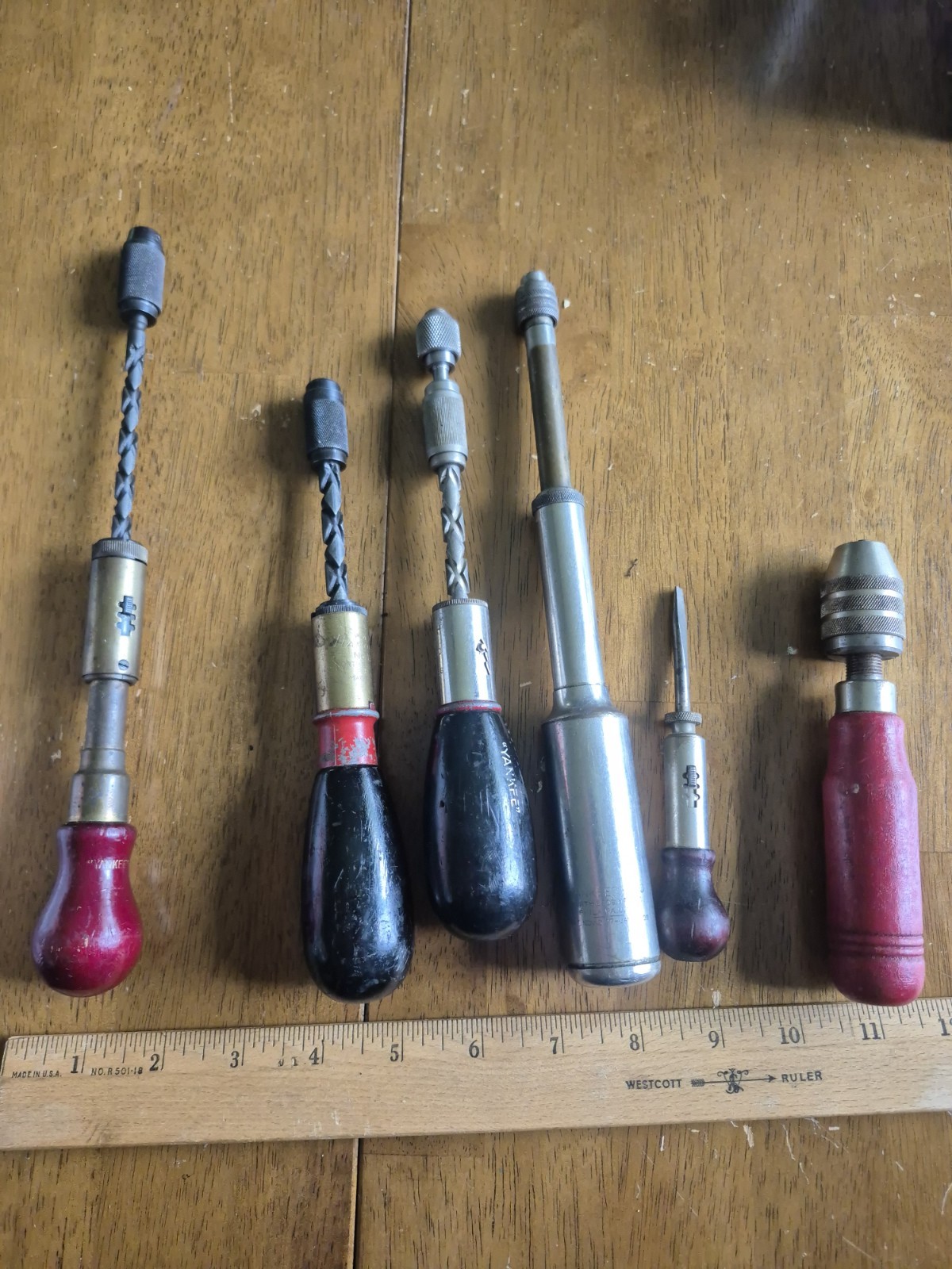 Vintage Lot Yankee Handyman Spiral Ratchet Screwdriver W/ Unbranded Chuck Handle