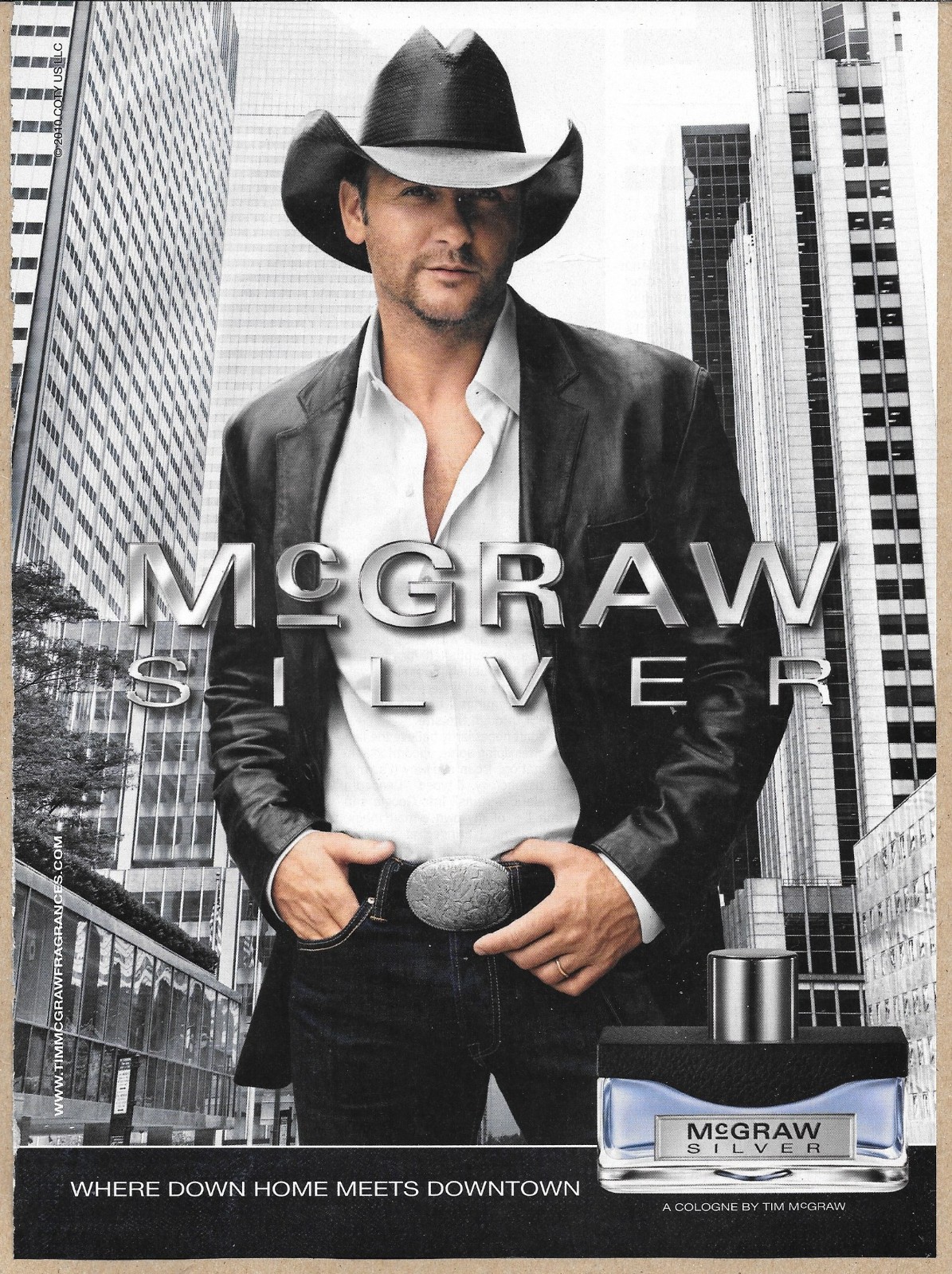 2011 Tim McGraw Cologne Vintage Print Ad McGraw Silver Country Music Wall Art