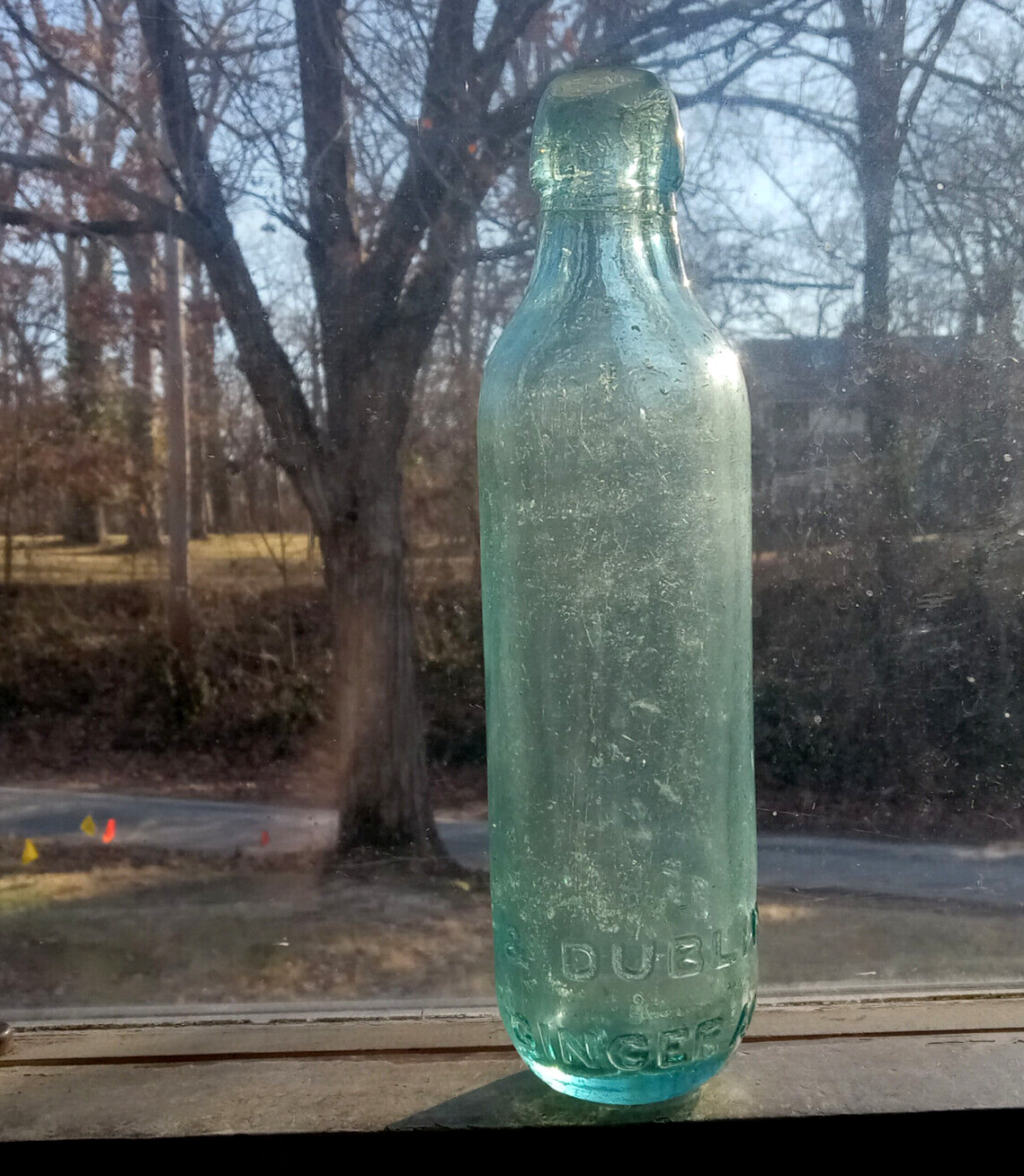 1870s RARE AROMATIC GINGER ALE SEMI ROUND BOTTOM BOTTLE EHRHARDT BEARDSTOWN,ILL