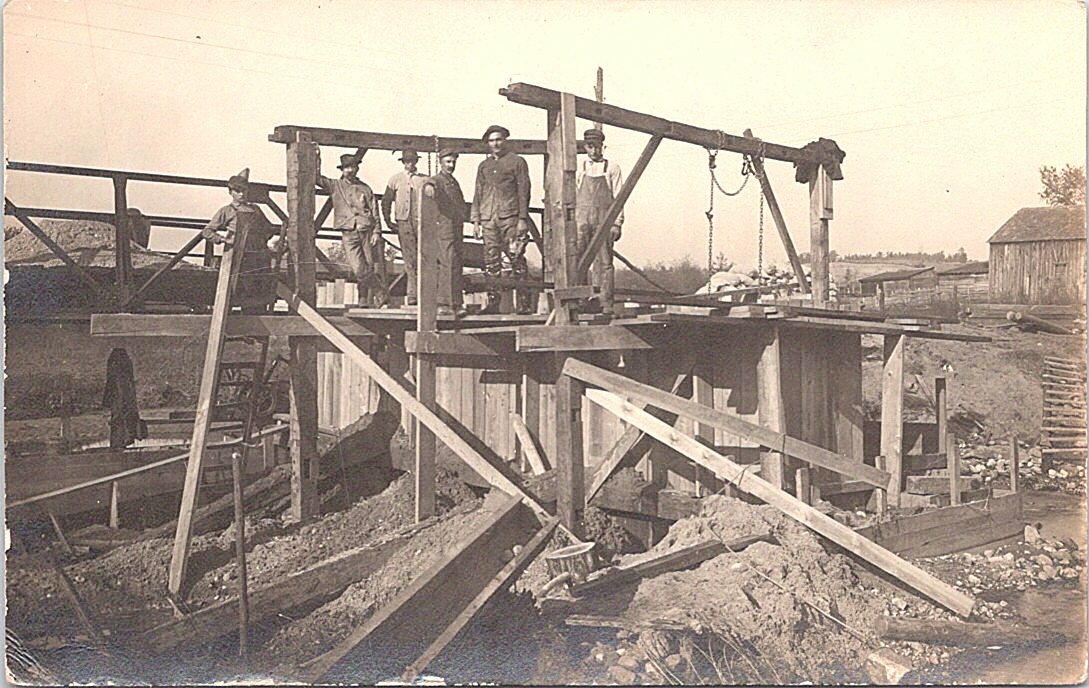 RPPC Cedar Springs Michigan Construction Scene Railroad 1910 Occupational