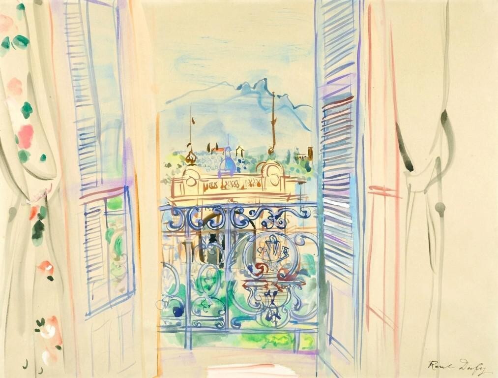 Open Window Print : Raoul Dufy 1944 Art : French Modernist Watercolor Scene