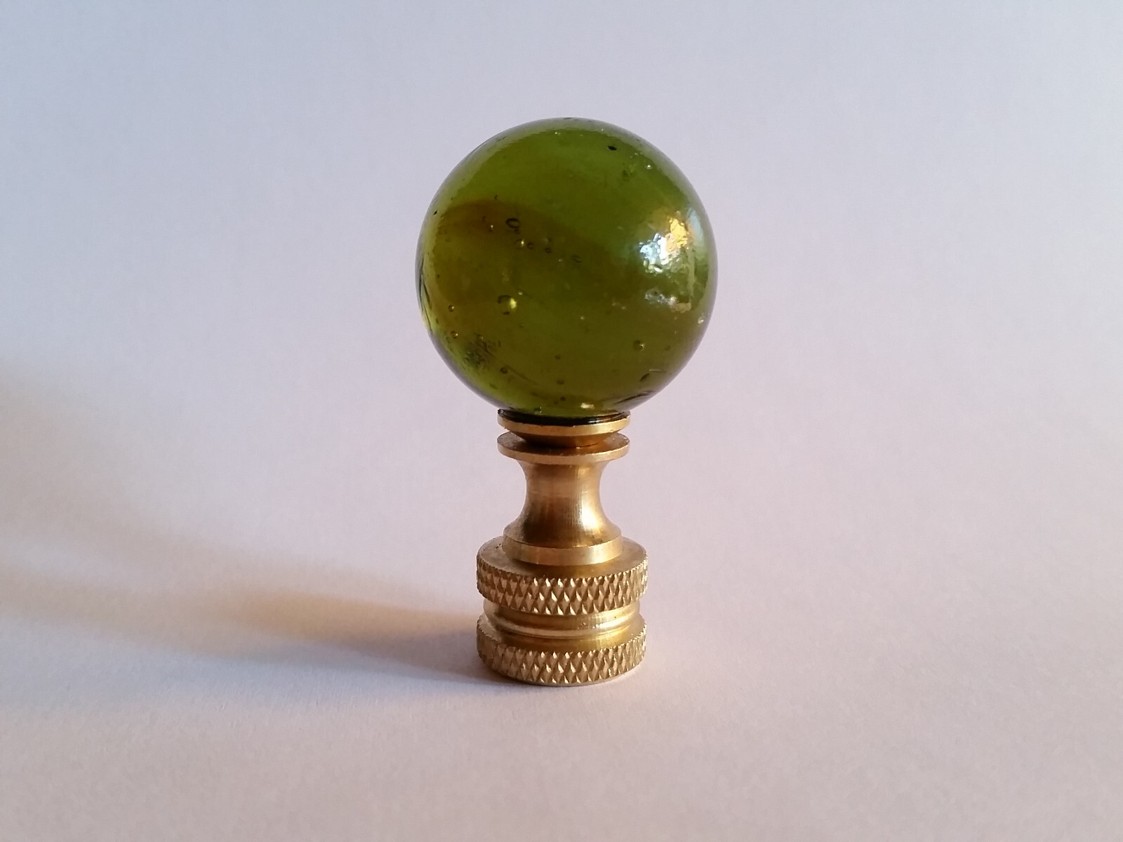 Green Round Glass Ball Marble Agate Lamp Finial Topper with Brass Swivel Base