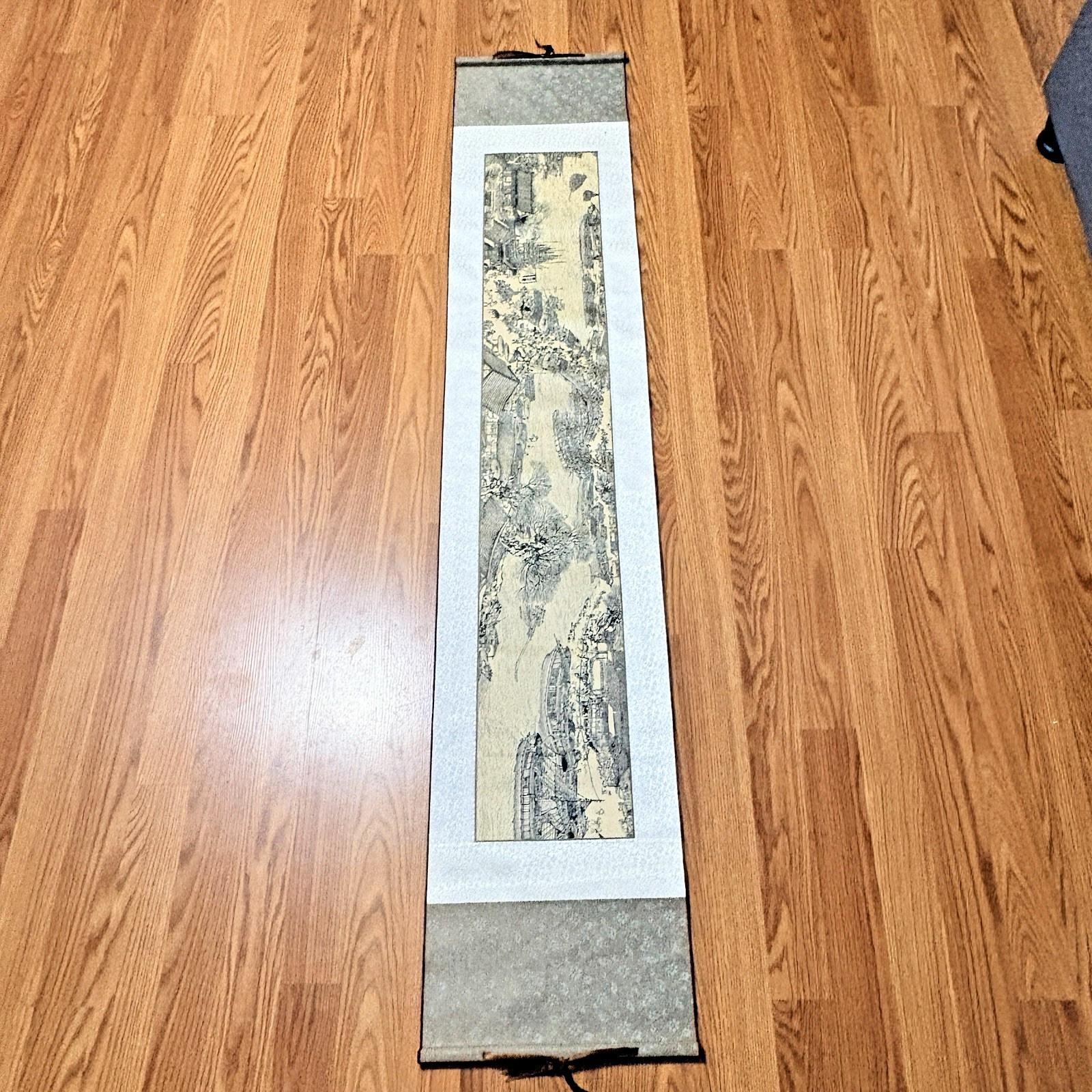 Chinese Silk Scroll Riverside Scene at Qingming Festival  Brocade Hanging 62\