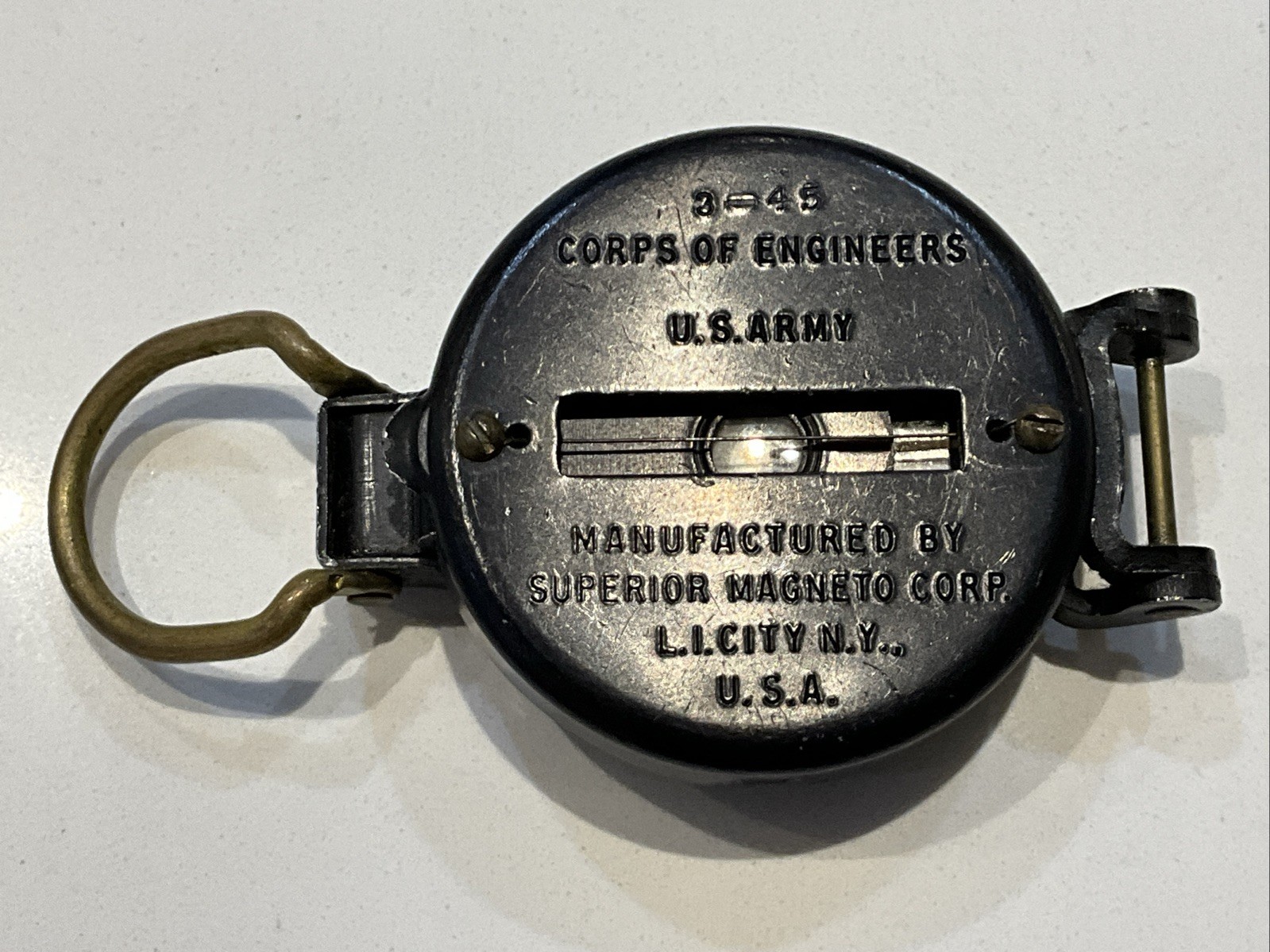 1945 Original WWII U.S. Army Engineer Lensatic Compass Working Sup Magneto Co.