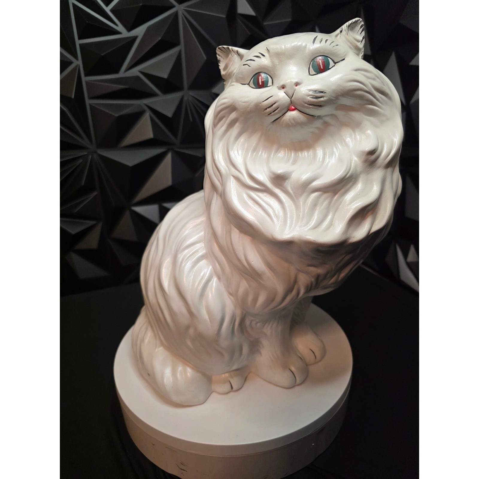 13 Inch Seated Vintage Large White Ceramic Persian Cat Statue Figurine Glossy 13 Inch Seated Vintage Large White Ceramic Persian Cat Statue Figurine Glossy