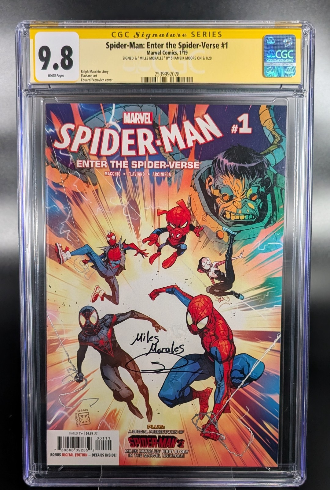 Spider-Man: Enter the Spider-Verse #1 - CGC 9.8 SS - Signed by Shameik Moore