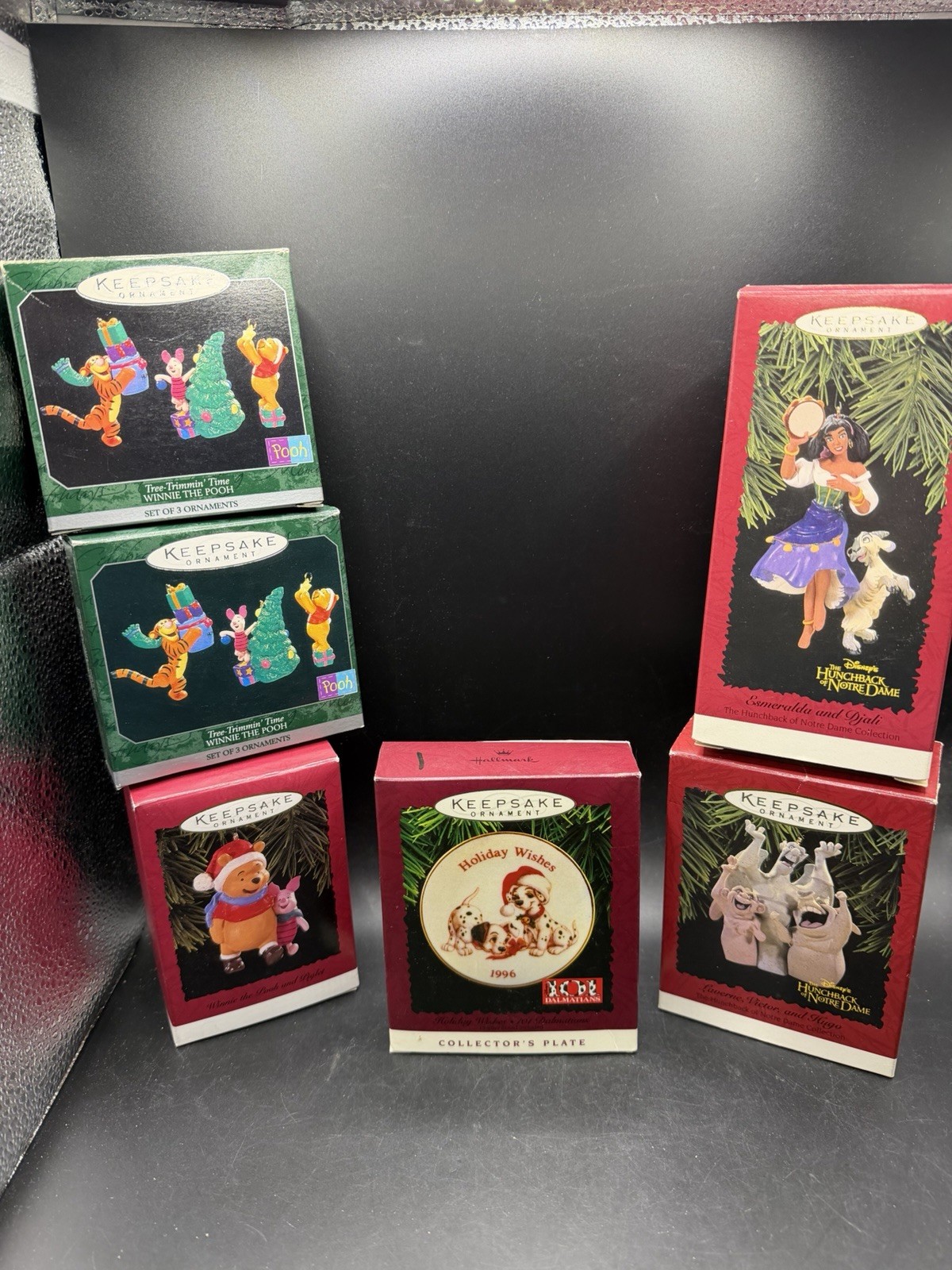 Hallmark Keepsake Disney Christmas Ornaments Lot 7 Pooh 101 Dalmatians Hunchback
