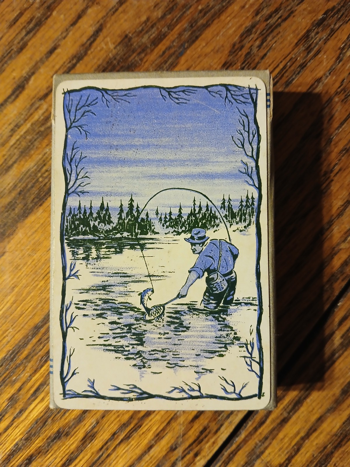 Vintage Barclay Playing Cards Fly Fishing Scene With Tax Stamp