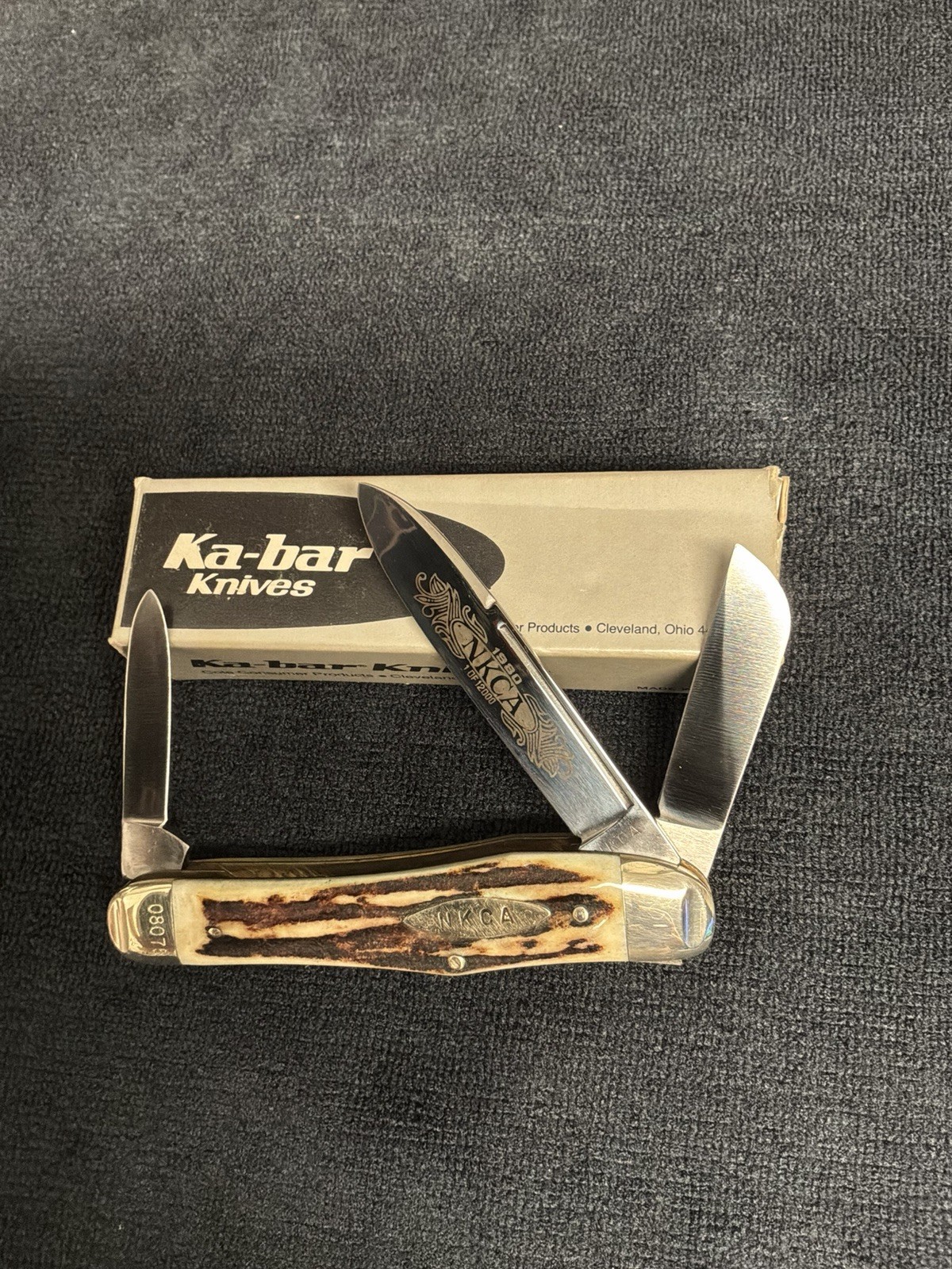 Vintage 1980 Ka-Bar NKCA 1 of 12,000 Stag Handle Stockman Pocket Knife