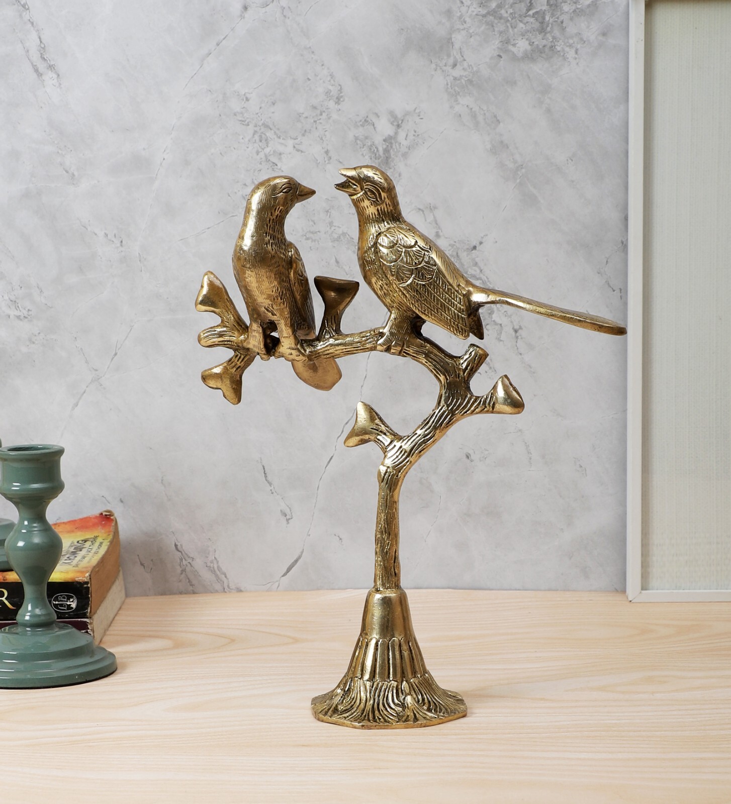 Brass Love Birds on Tree Showpiece, Showpiece for Home Decor