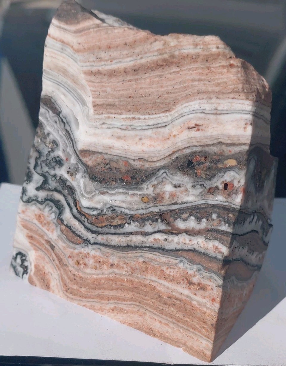 Zebra Calcite Self-Standing Display  1 1/4 Lb Dendritic Psychedelic Crisp Bands 