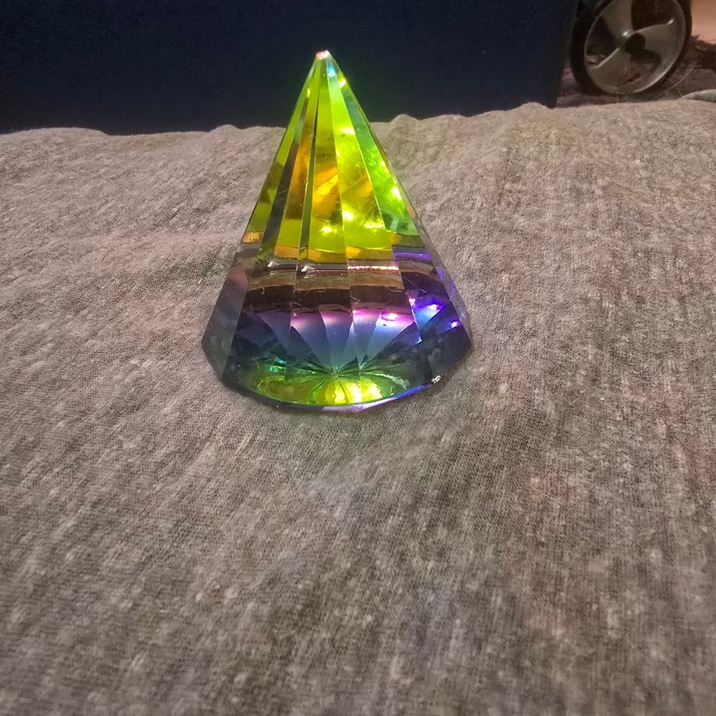 Vintage Rainbow Crystal Pyramid Vitrail Optical Prism 3 Vintage Rainbow Crystal Pyramid Vitrail Optical Prism 3