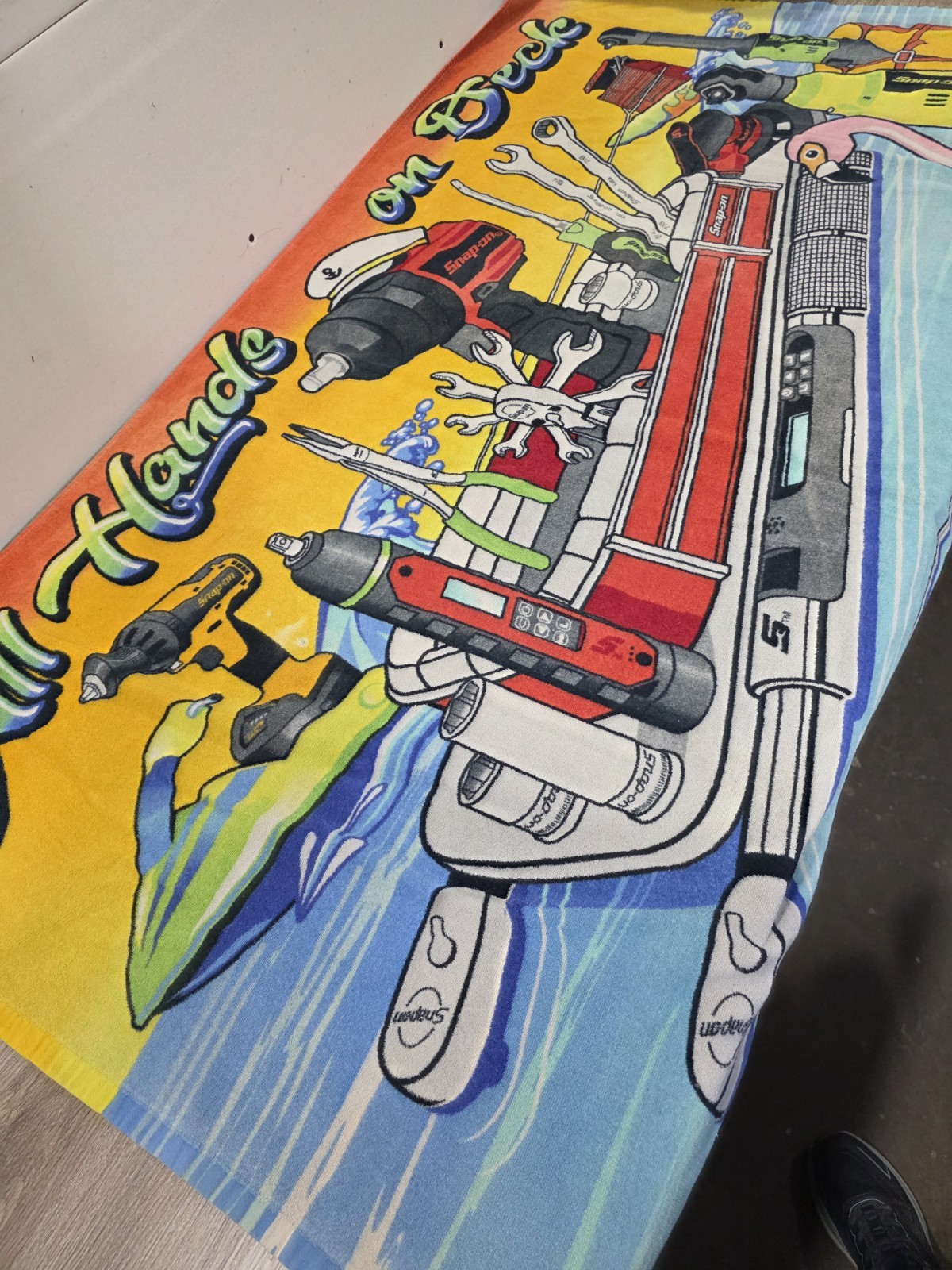 Vintage Snap-on Tools Beach Towel Cartoon Garage Decor \