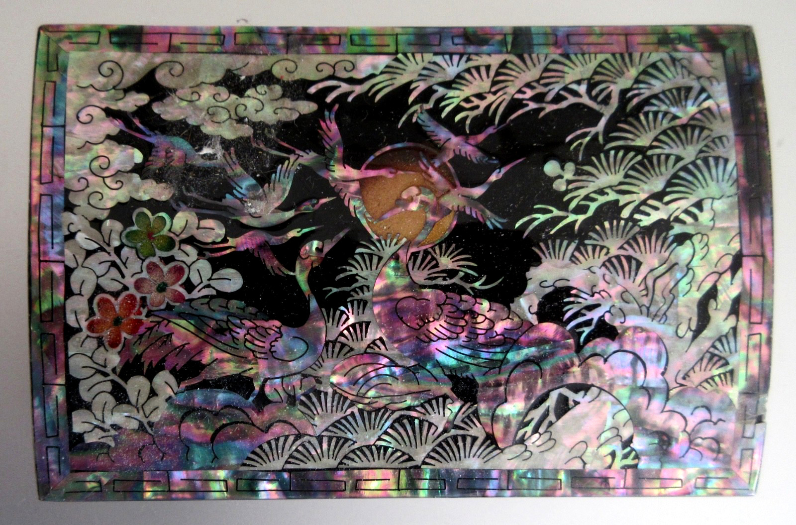 Small Exquisite Vintage Inlaid Abalone Black Lacquer CHINESE TRINKET BOX Small Exquisite Vintage Inlaid Abalone Black Lacquer CHINESE TRINKET BOX