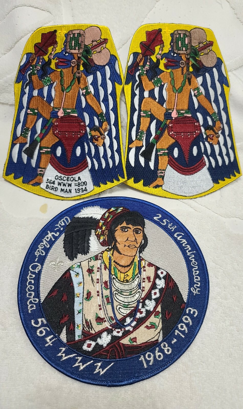 (3) Vintage OSCEOLA 564 WWW Boy Scout Patch Lot