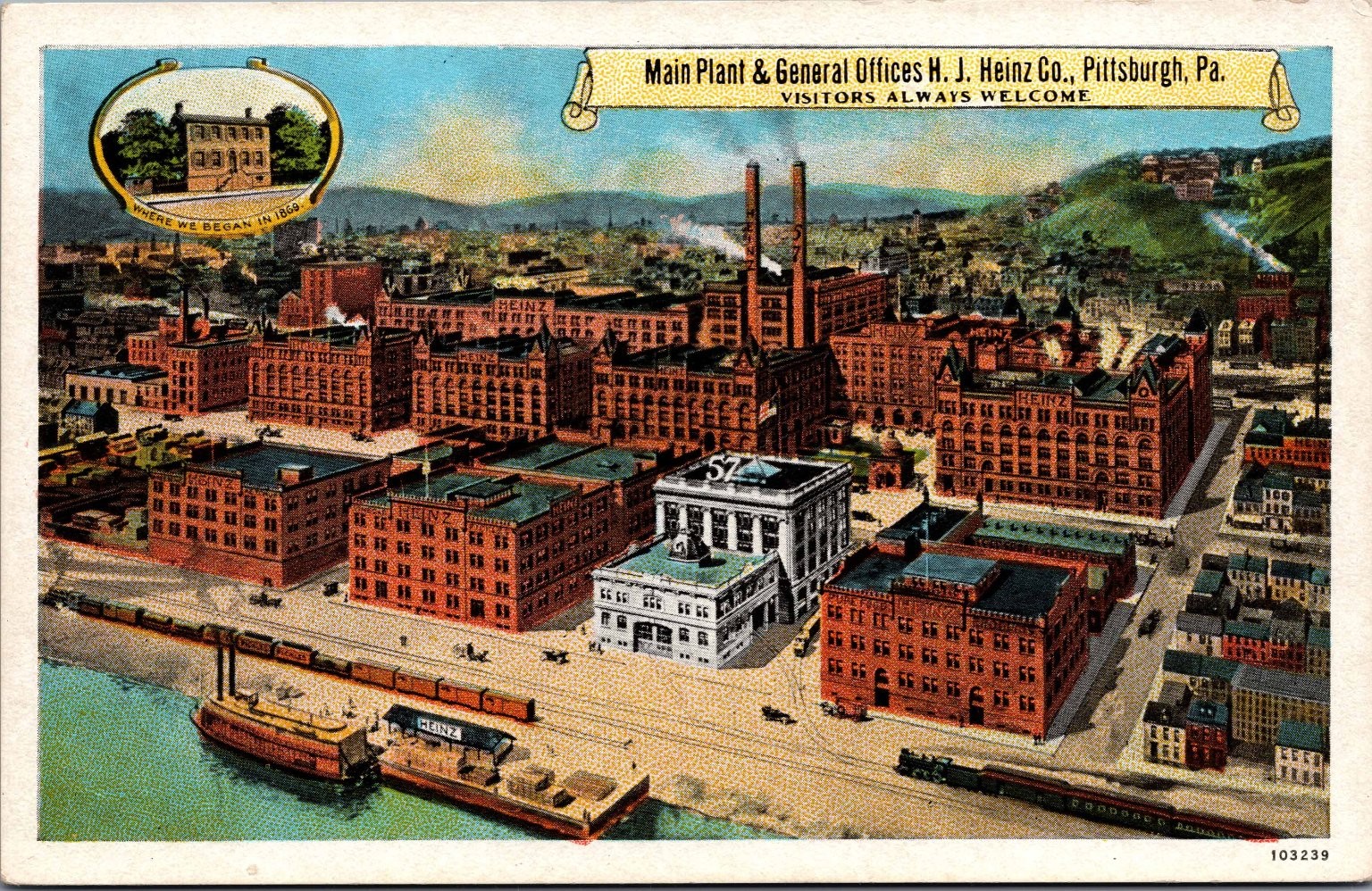 H.J. Heinz Co. Main Plant Pittsburgh PA Vintage Postcard 57 Varieties Factory