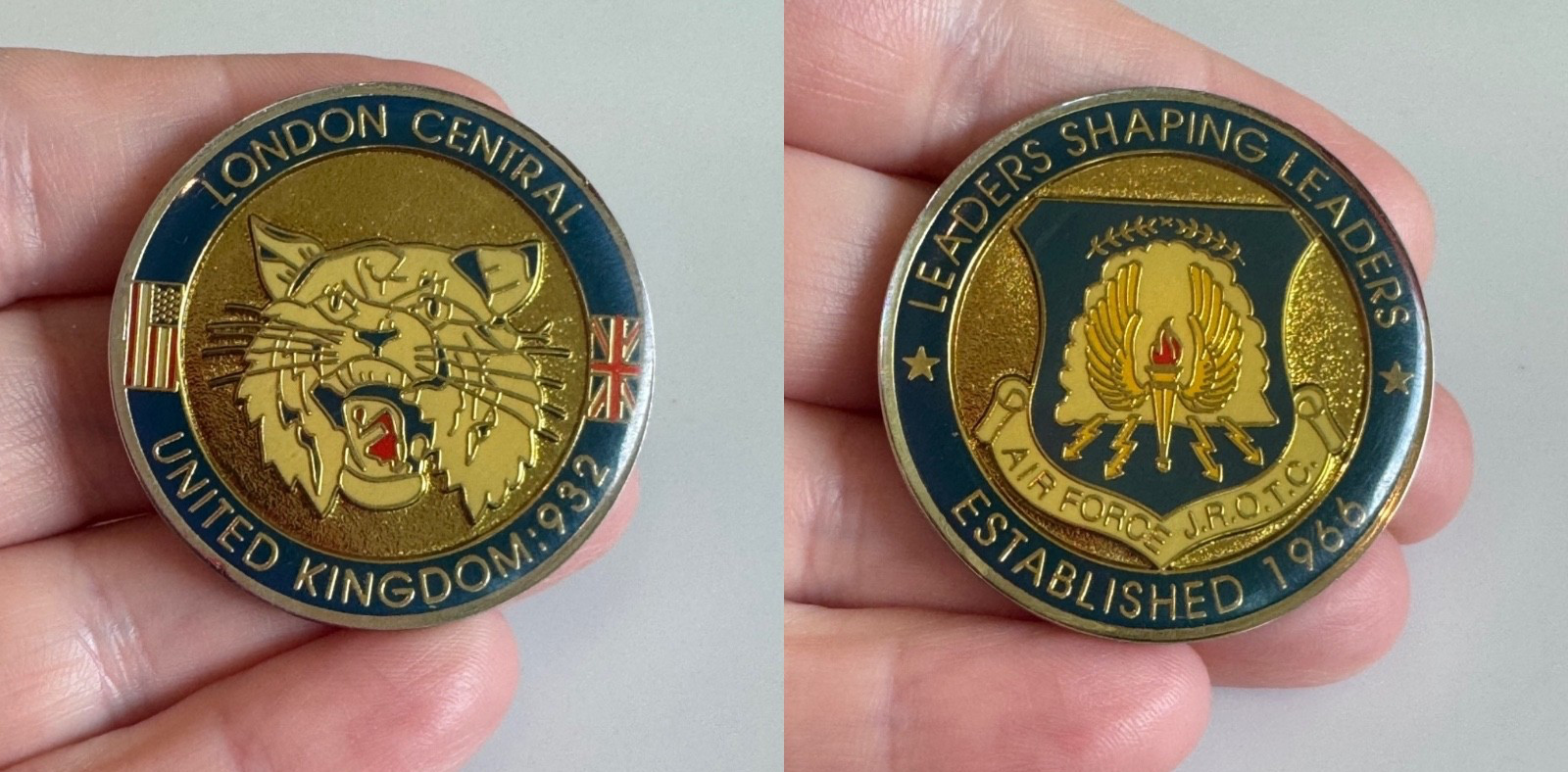 London Central UK932 Wildcats Challenge Coin USA UK Flags Military JROTC