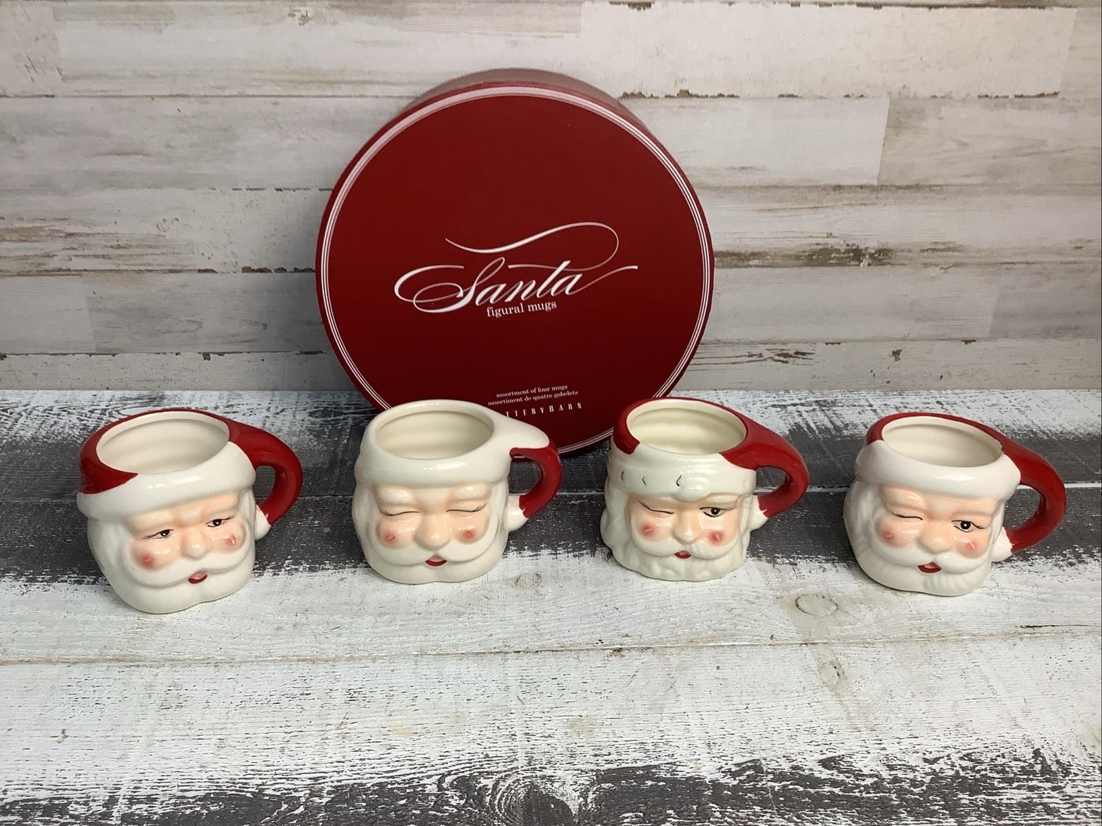 Pottery Barn Santa Figural Mugs set of 4