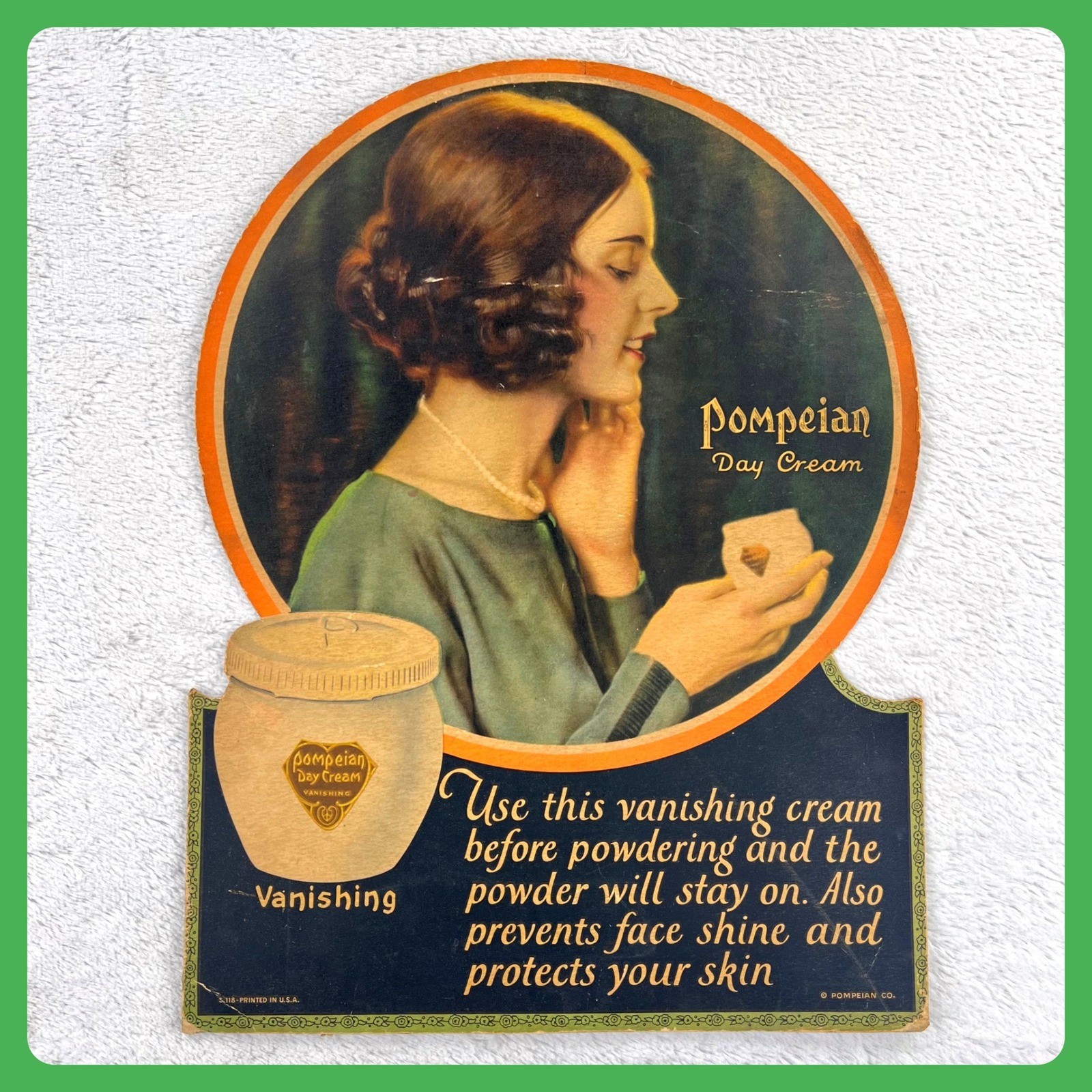 1920s Pompeian Day Cream Antique Advertising Sign 20\