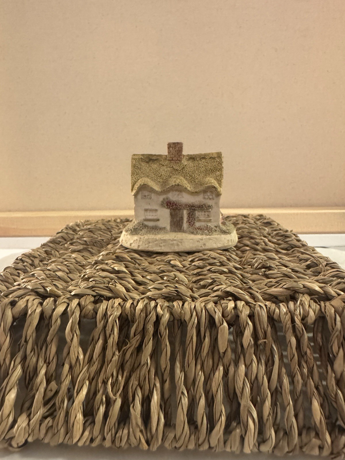 Vintage Miniature Thatched Roof Cottage Figurine English Countryside House