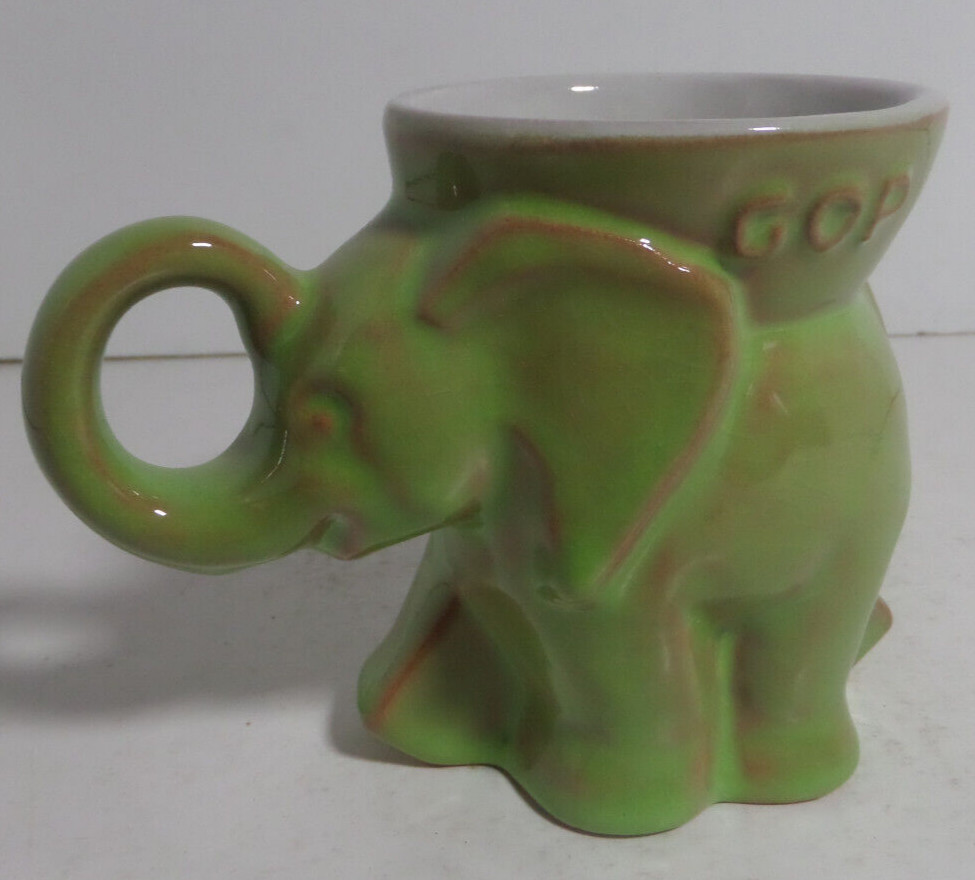 GOP Frankoma Elephant mug 1981 green