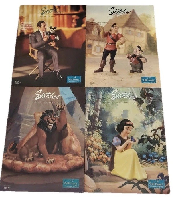 WDCC Disney Sketches Magazine 2001 Vol 9 Set 1-4 Lion King Snow White Beauty New